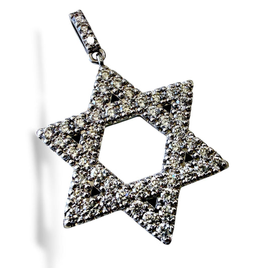 2.25cttw. White Diamond Star of David in 14k White Gold 6.46g.