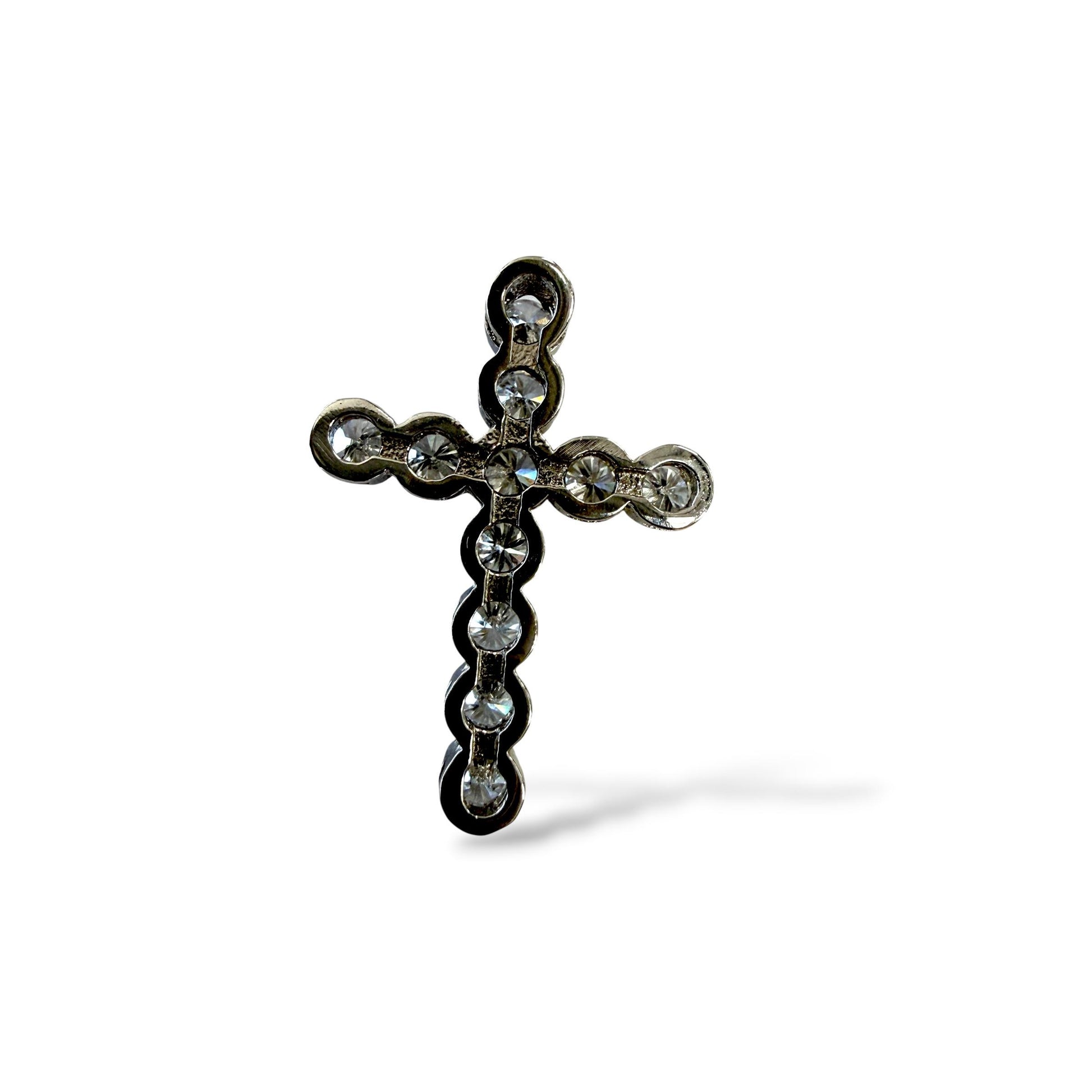 0.90cttw. White Diamond Cross Necklace in 14k White Gold 1.81g.