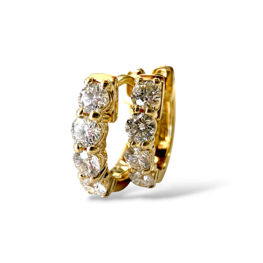 0.60cttw. White Diamond Huggies Earrings in 14k Yellow Gold 2.47g.