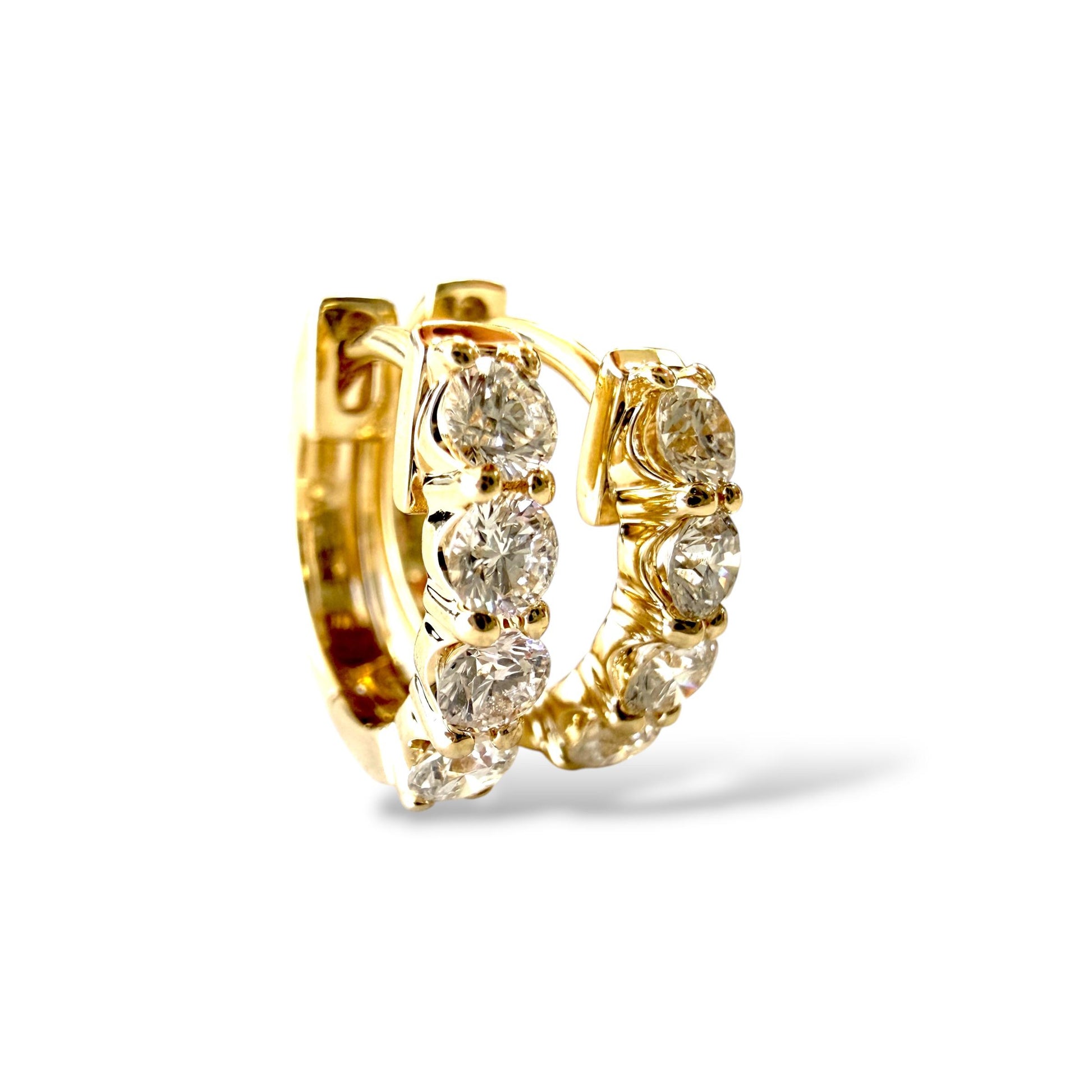 0.60cttw. White Diamond Huggies Earrings in 14k Yellow Gold 2.47g.