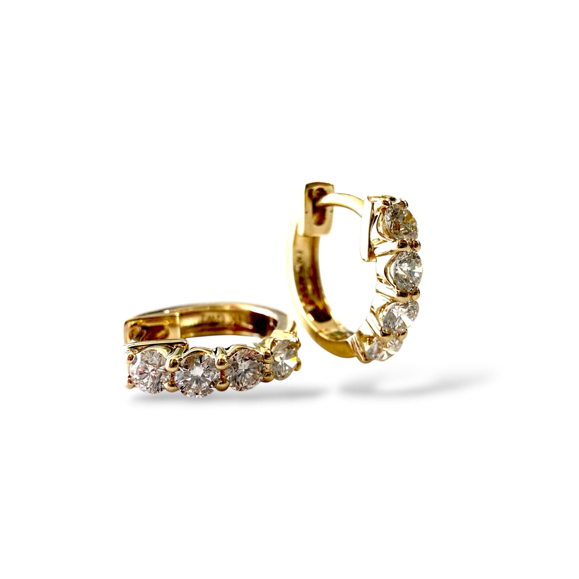 0.55cttw. White Diamond Huggies Earrings in 14k Yellow Gold 2.5g.