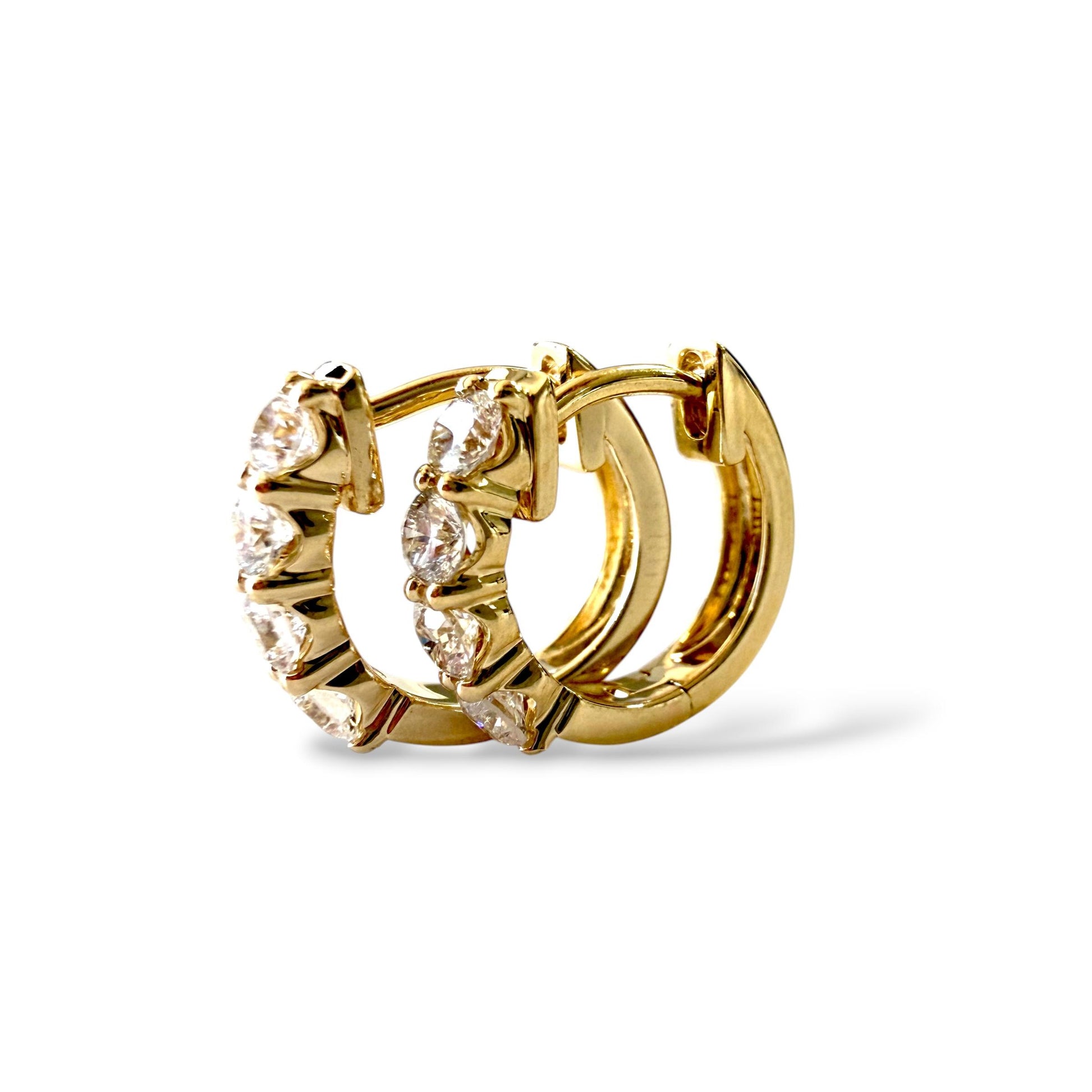 0.60cttw. White Diamond Huggies Earrings in 14k Yellow Gold 2.47g.