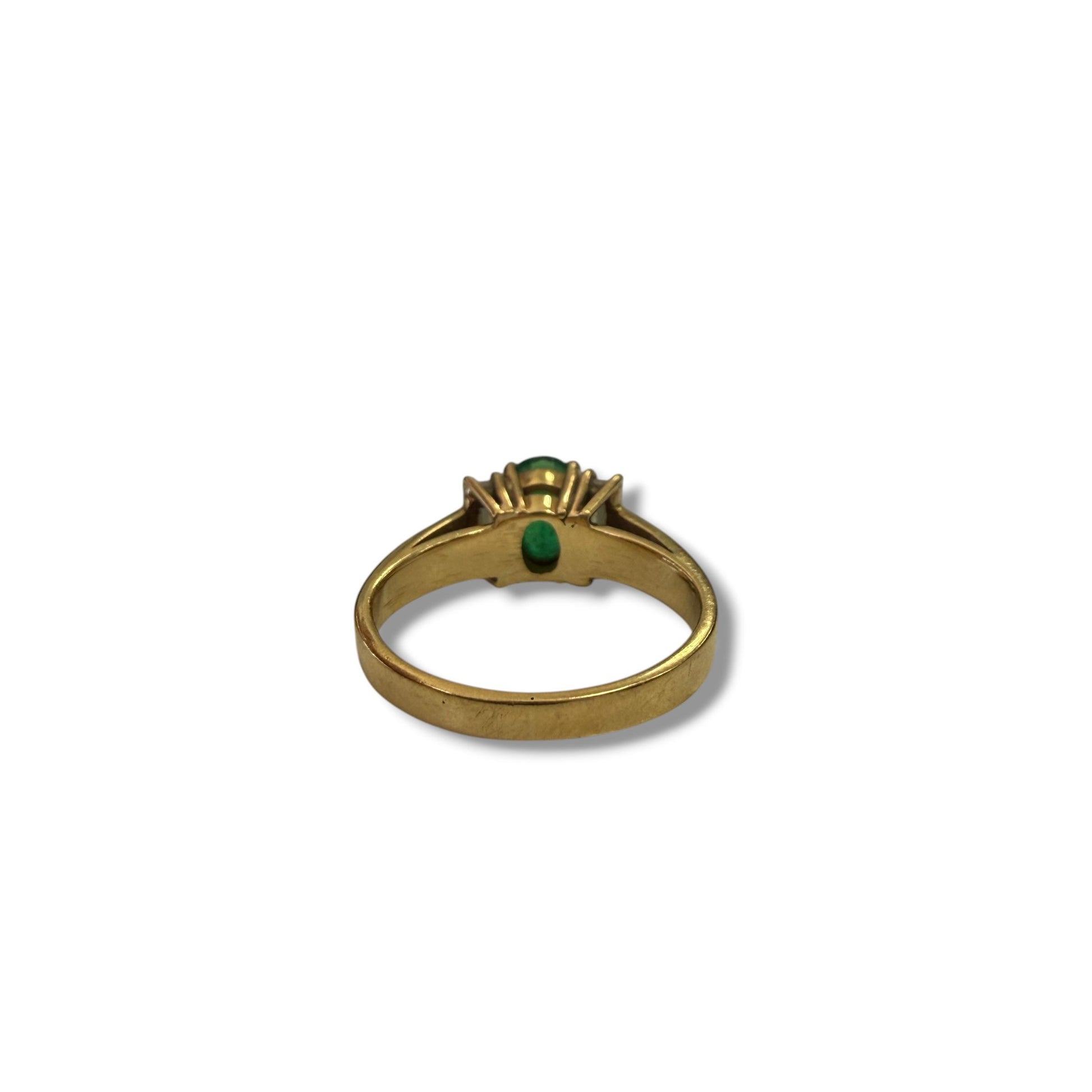 0.85ct. Green Emerald & 0.40cttw White Diamond Vintage Ring in 14K YG 5.5US