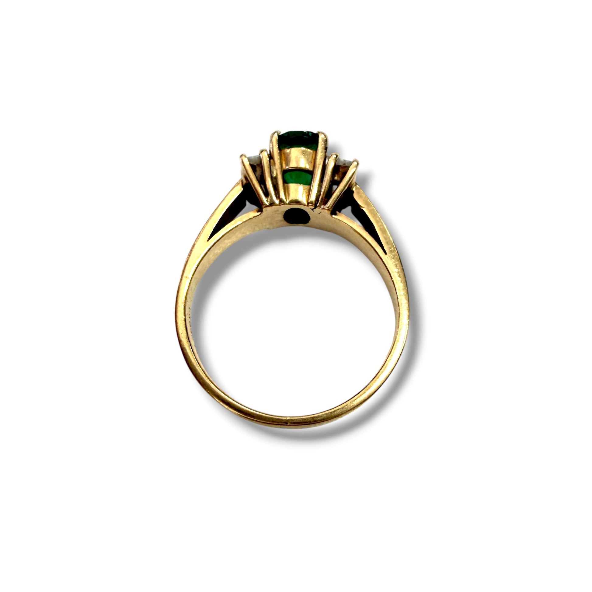 0.85ct. Green Emerald & 0.40cttw White Diamond Vintage Ring in 14K YG 5.5US