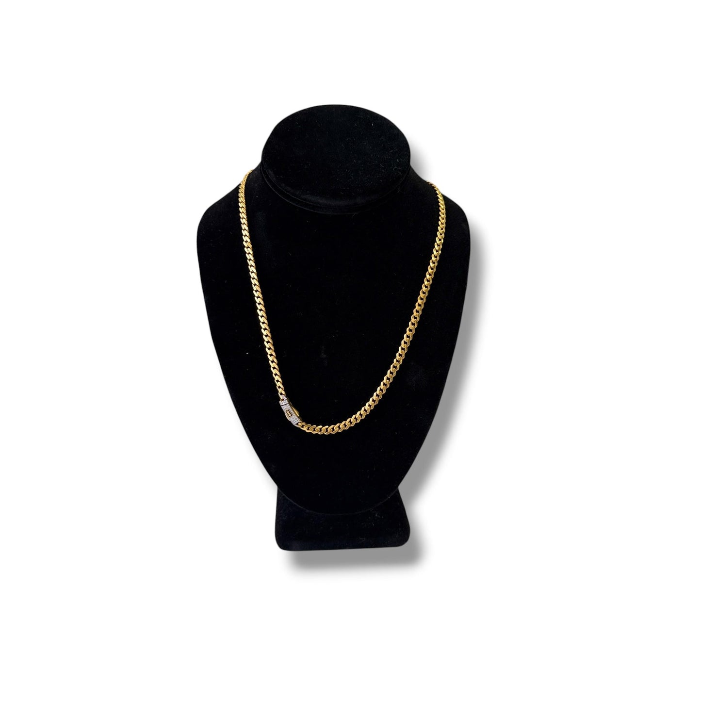 22k Yellow Gold Monaco Chain Necklace with Diamond Lock 19.55g. 22"