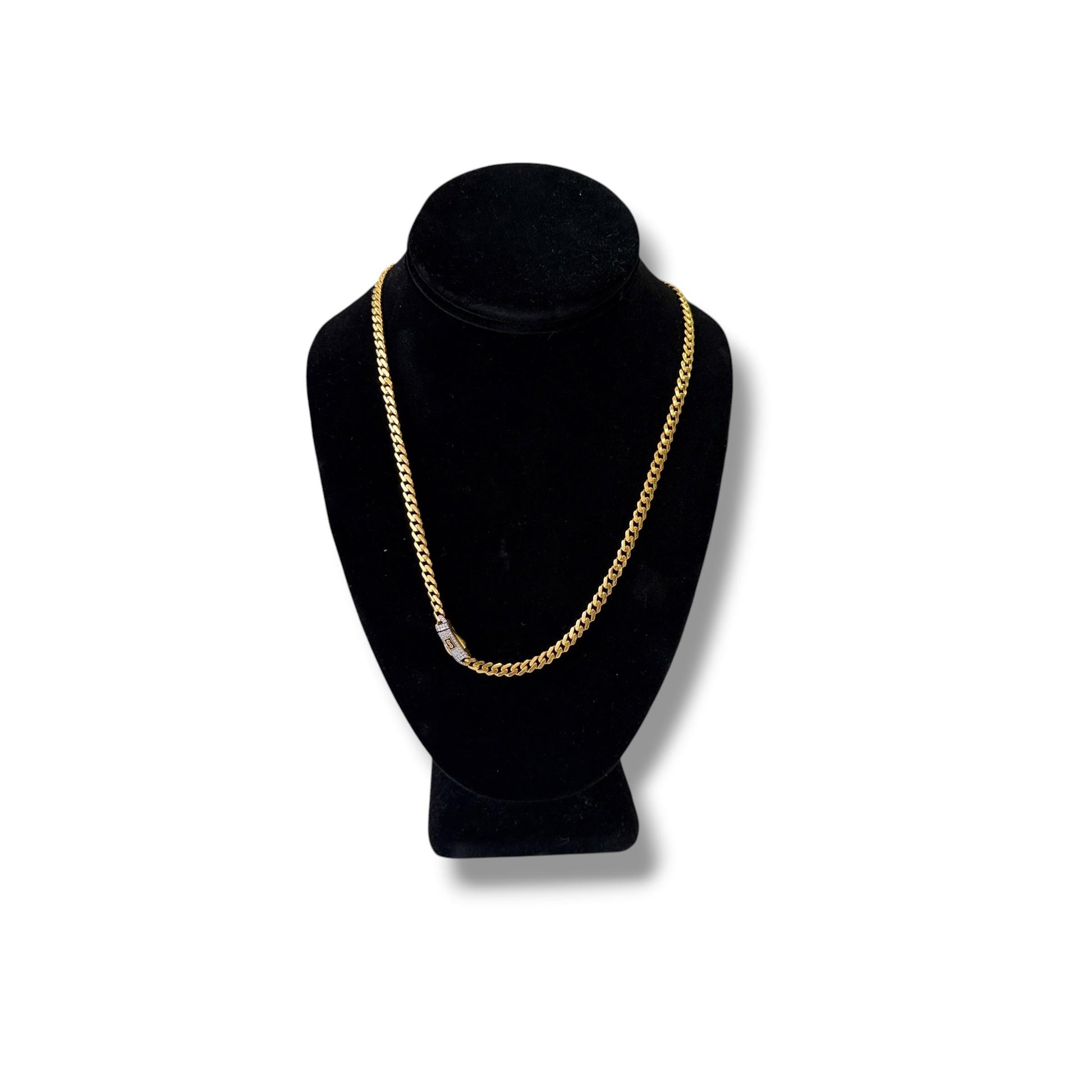22k Yellow Gold Monaco Chain Necklace with Diamond Lock 19.55g. 22"