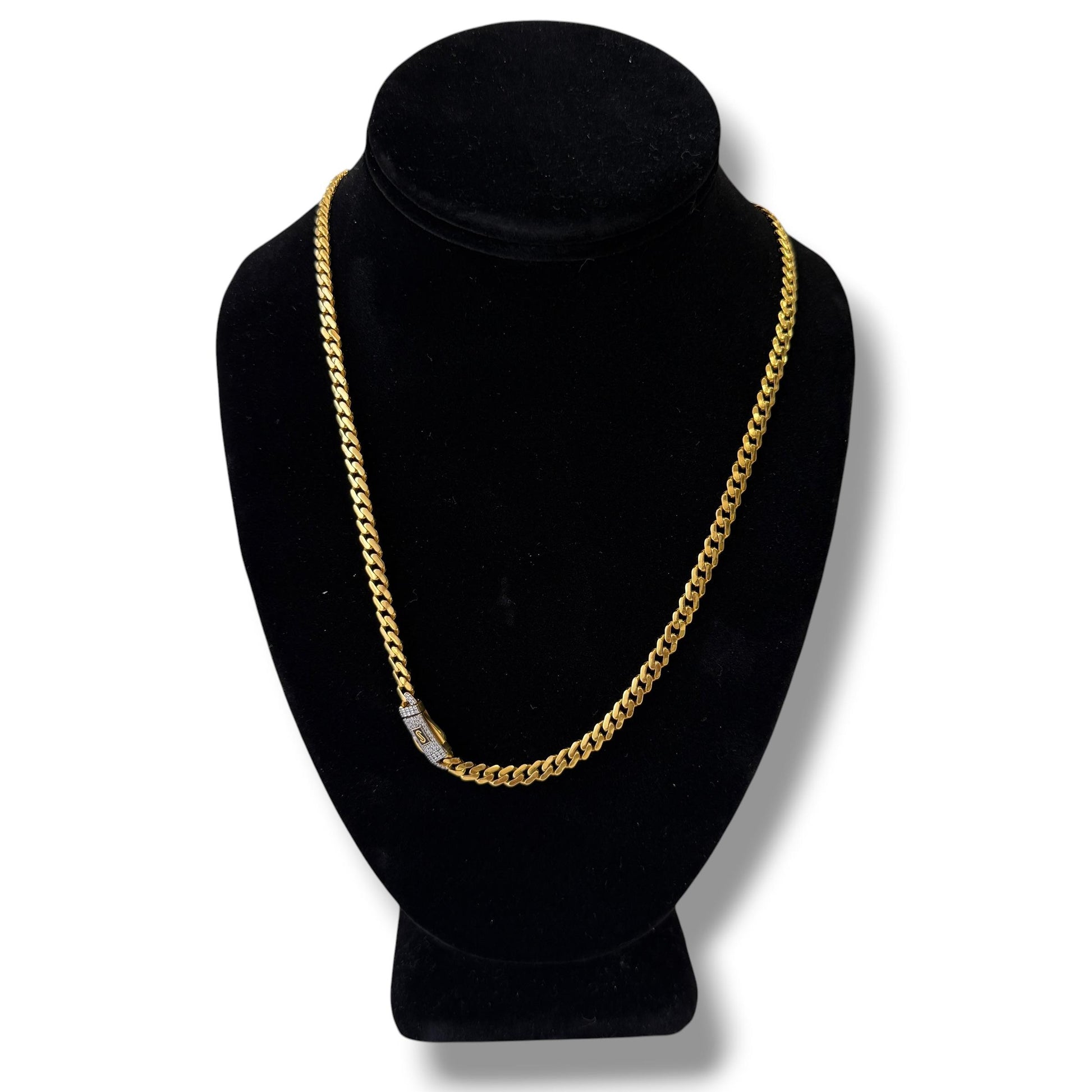 22k Yellow Gold Monaco Chain Necklace with Diamond Lock 19.55g. 22"
