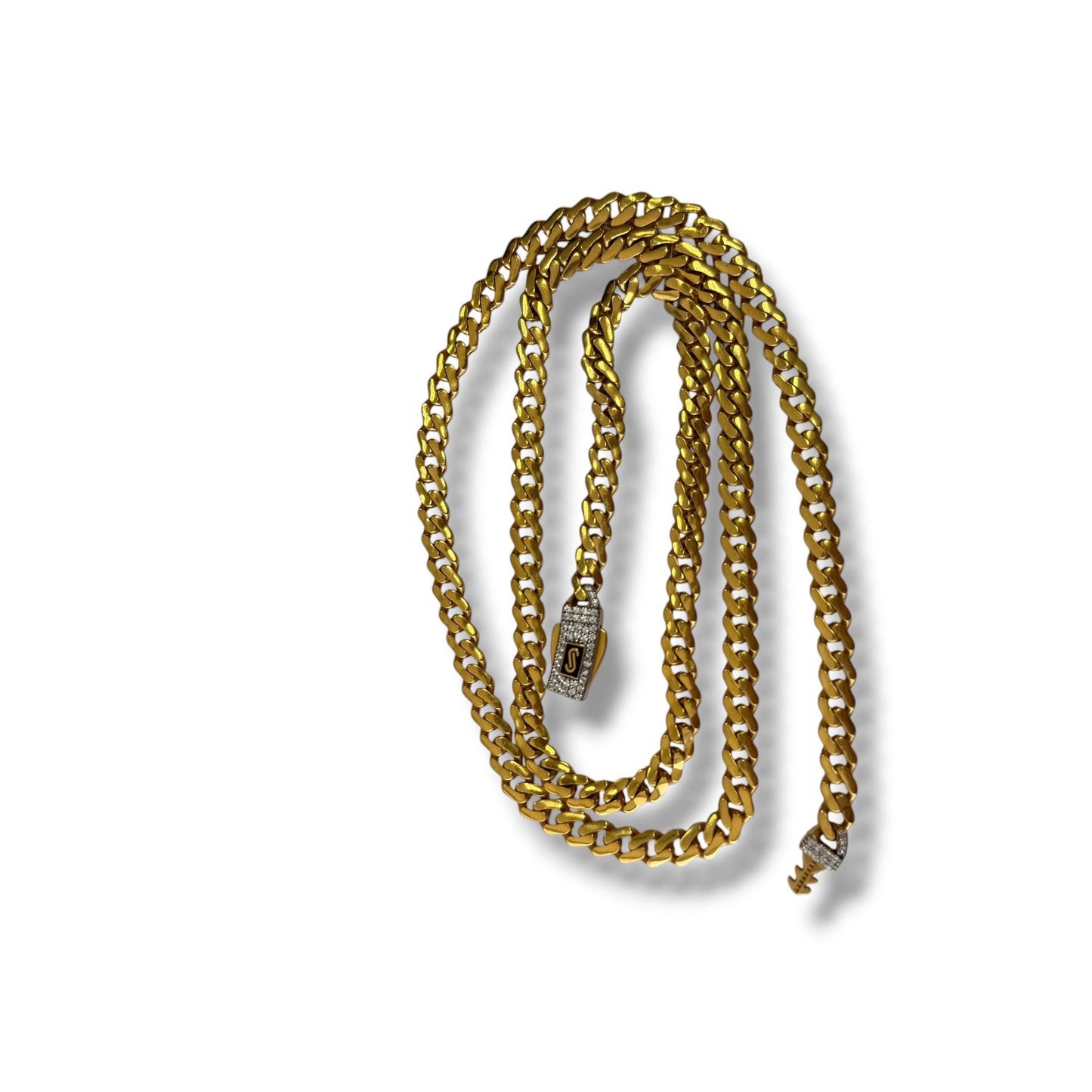 22k Yellow Gold Monaco Chain Necklace with Diamond Lock 19.55g. 22"