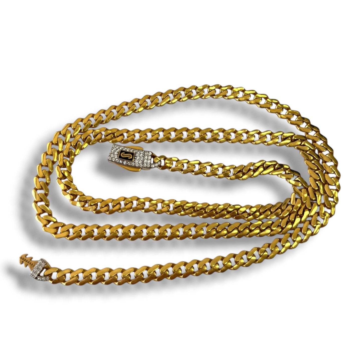 22k Yellow Gold Monaco Chain Necklace with Diamond Lock 19.55g. 22"