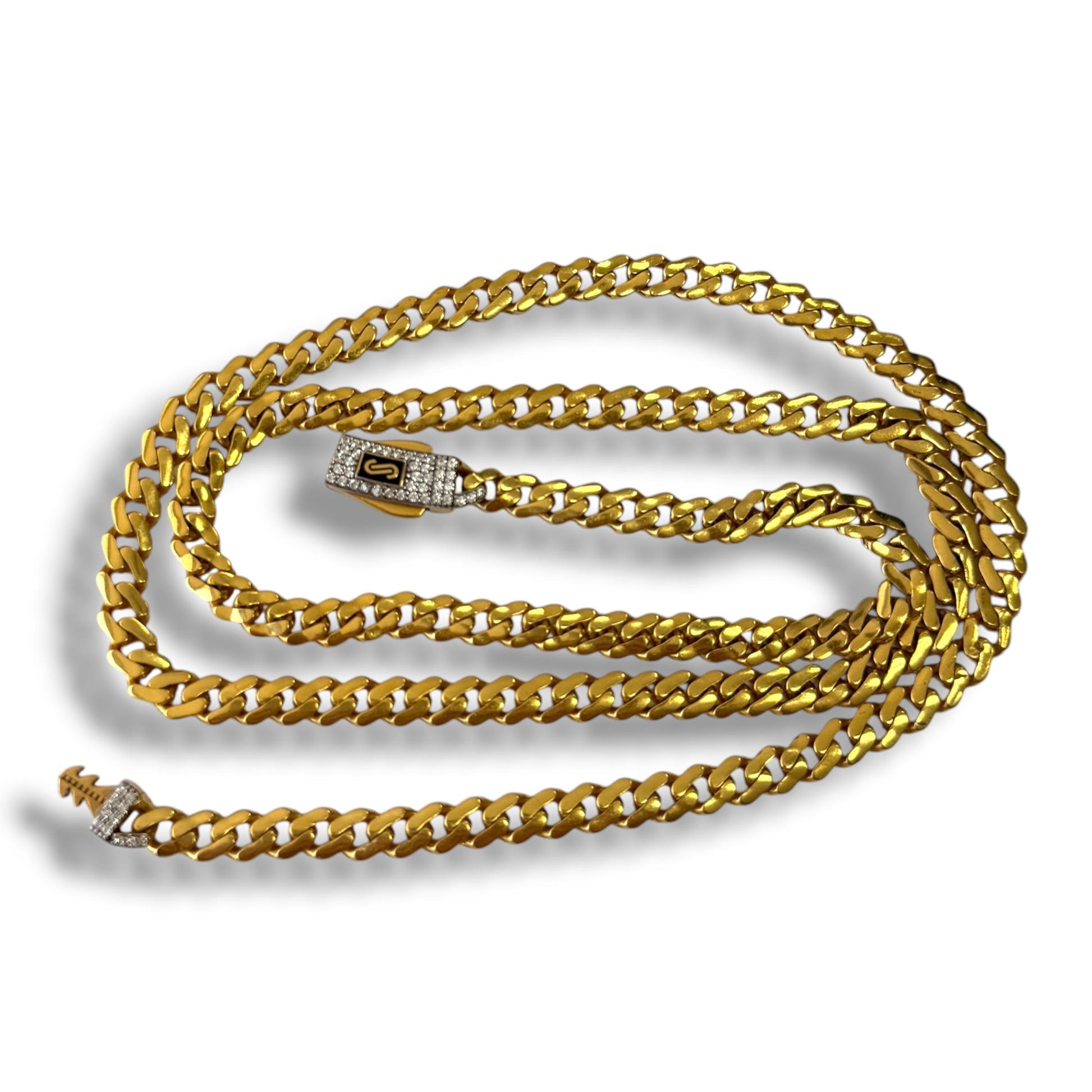 22k Yellow Gold Monaco Chain Necklace with Diamond Lock 19.55g. 22"