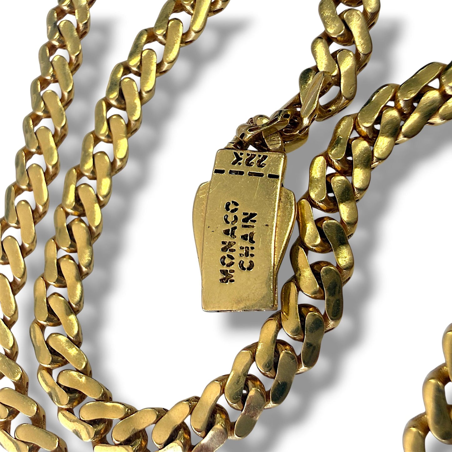 22k Yellow Gold Monaco Chain Necklace with Diamond Lock 19.55g. 22"