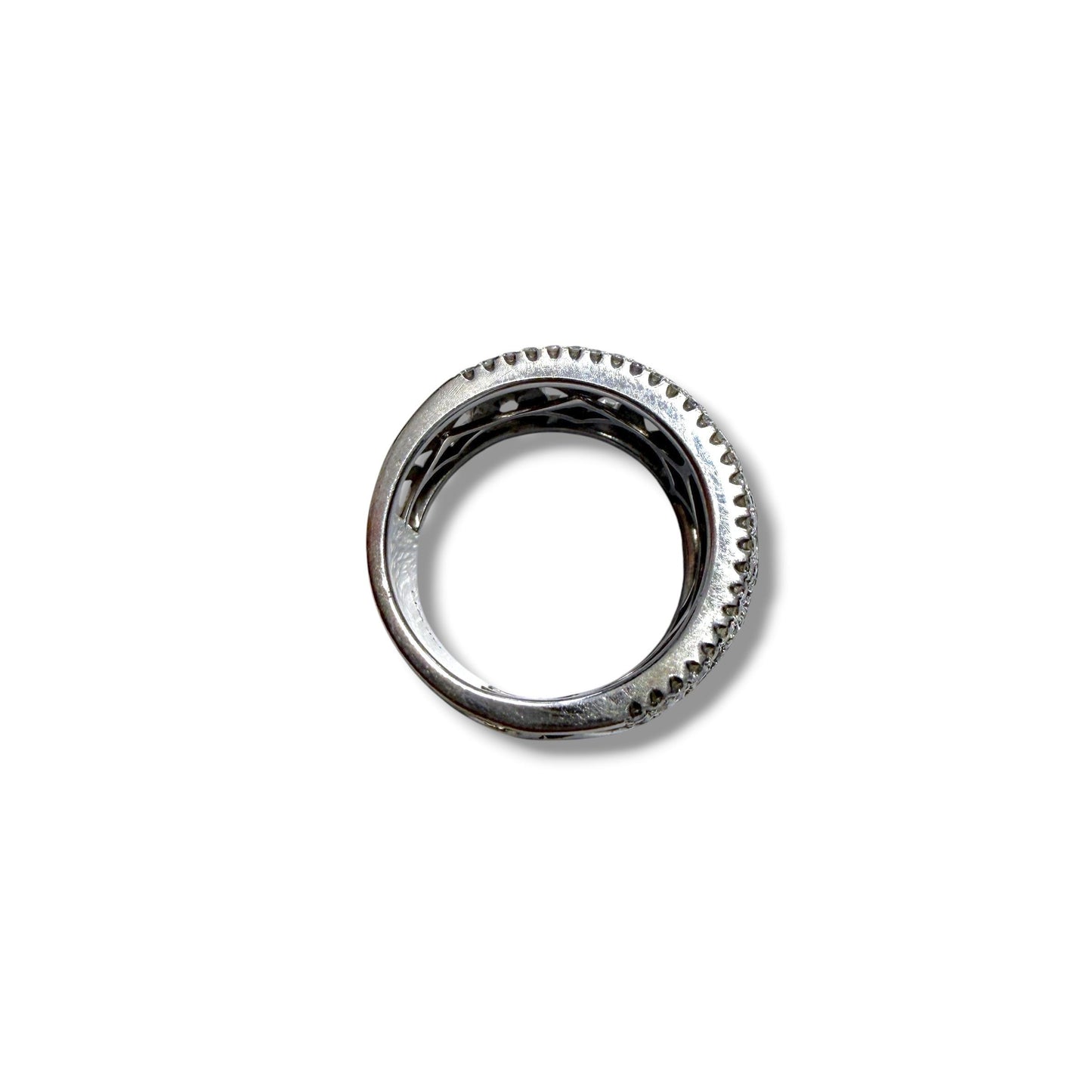 1.20cttw. White Diamond Wide Ring in 14k White Gold 7.5US 10.88g.