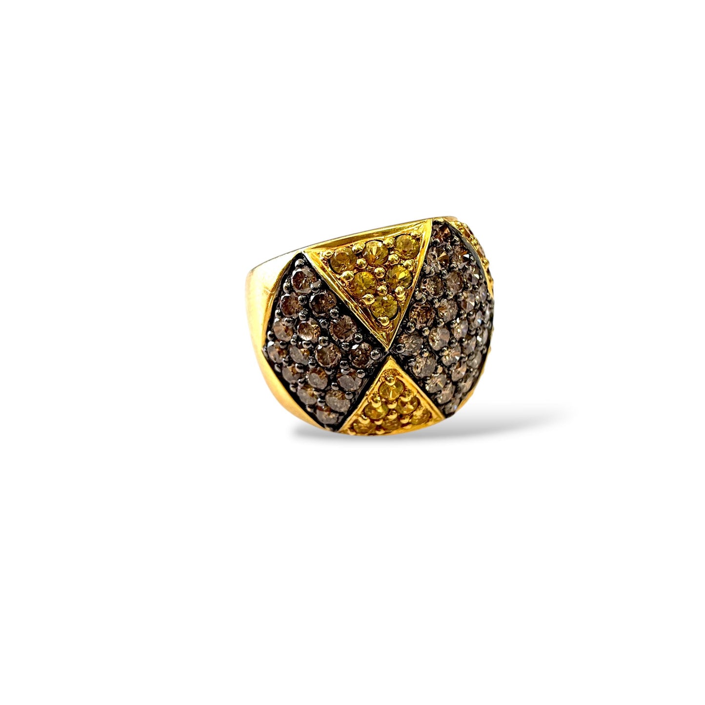 1cttw. White Diamond & 2.75cttw Yellow Sapphire Ring in 18k Yellow Gold 15.96g.