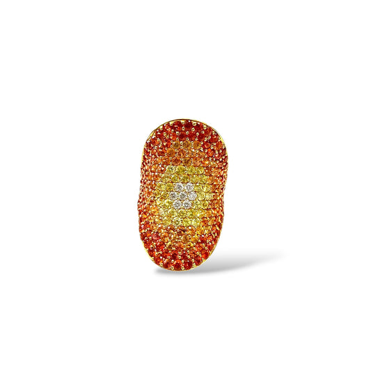 6.88cttw. Yellow Sapphire & 0.21cttw White Diamond 18k Yellow Gold Ring 7US