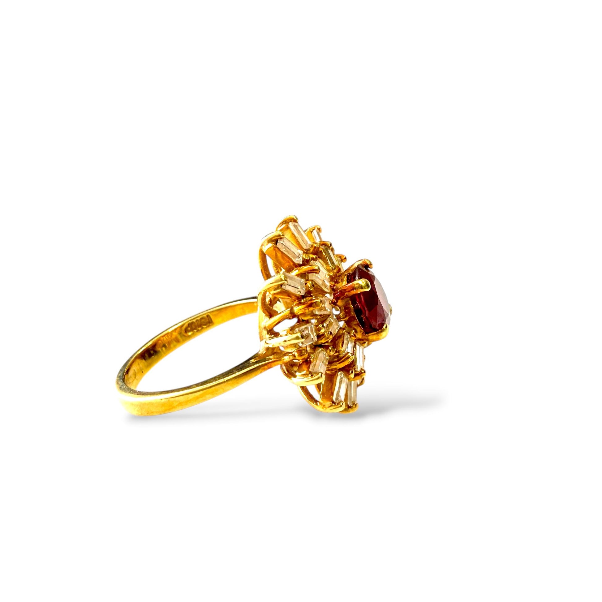 GIA 1.08ct. Red Ruby & 0.23cttw. White Diamond Ring in 18k Yellow Gold 5.25US