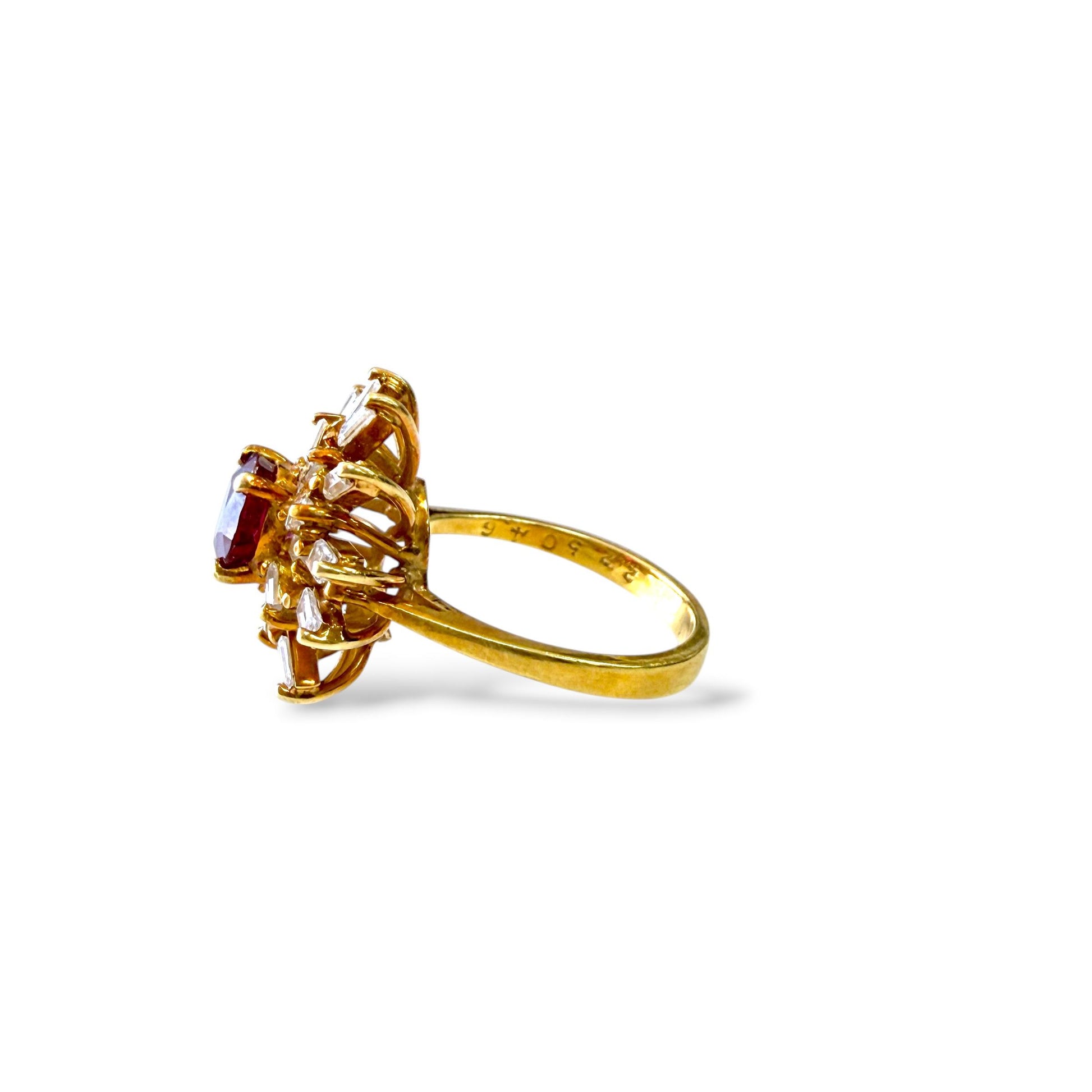 GIA 1.08ct. Red Ruby & 0.23cttw. White Diamond Ring in 18k Yellow Gold 5.25US