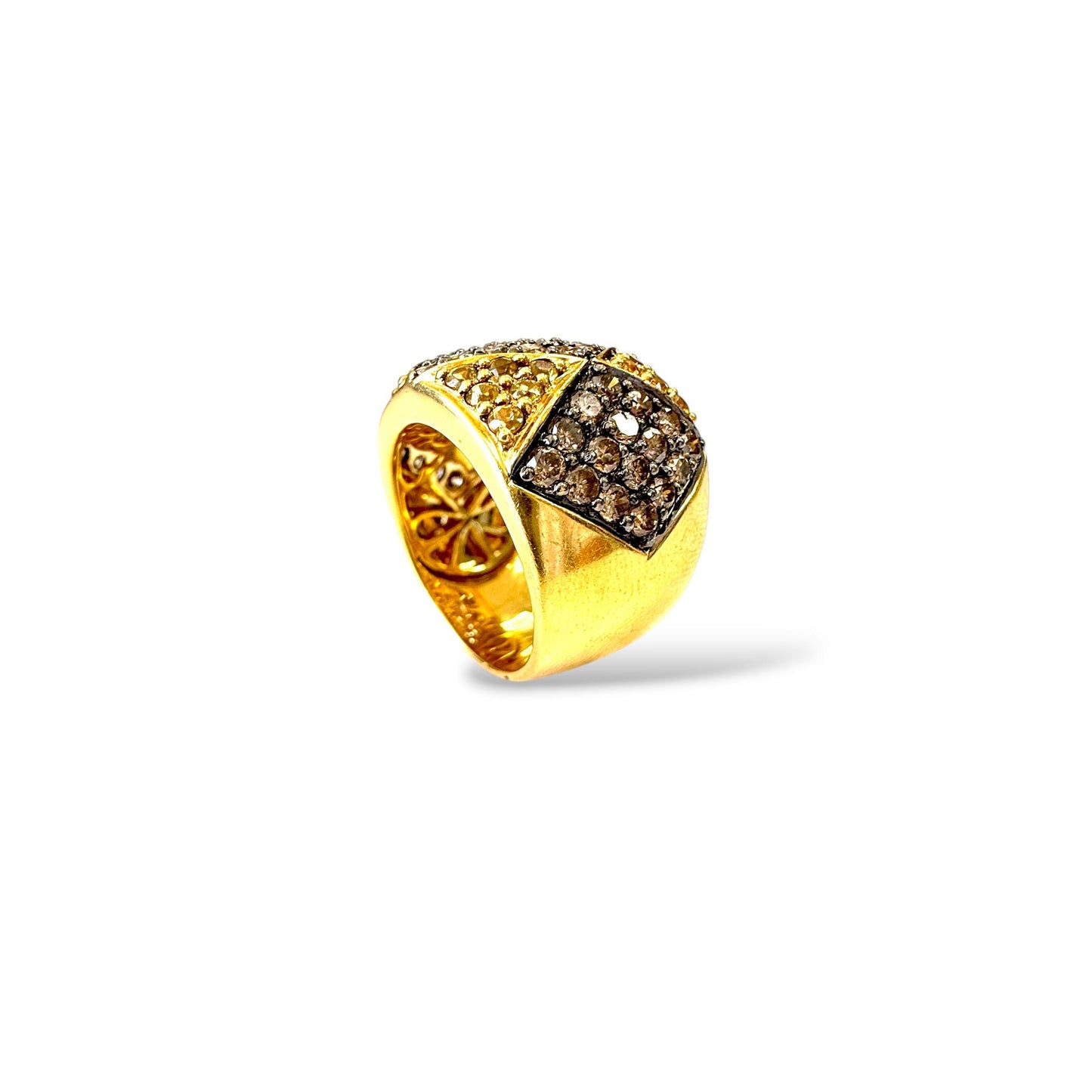 1cttw. White Diamond & 2.75cttw Yellow Sapphire Ring in 18k Yellow Gold 15.96g.