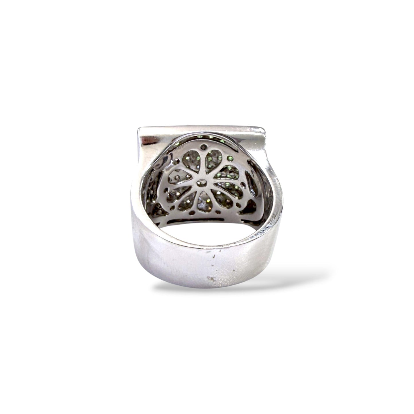 Estate 1.13cttw. White Diamond & 0.94cttw. Peridot Ring in 14k White Gold 17.03g
