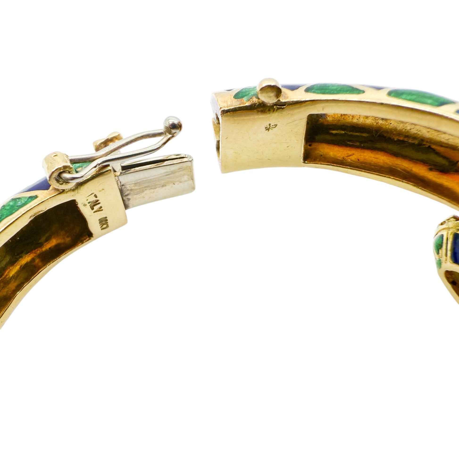 18k Yellow Gold Multi Colored Enamel Snake Bracelet 61.94g Italy