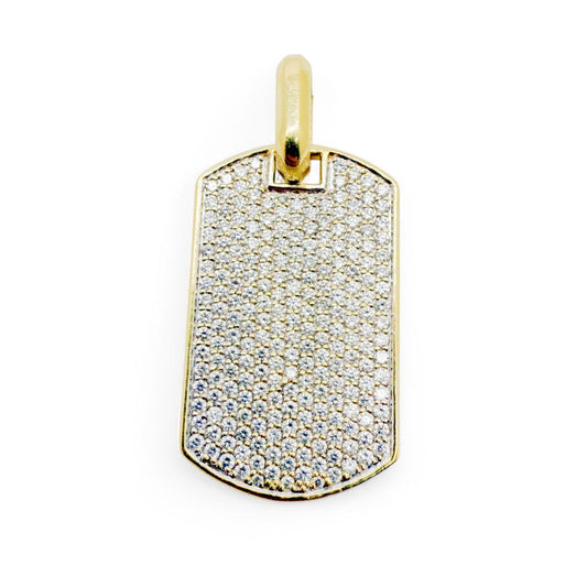 3.75 cttw. White Diamond Pavé Dog Tag Pendant in 18k Yellow Gold 19.56g