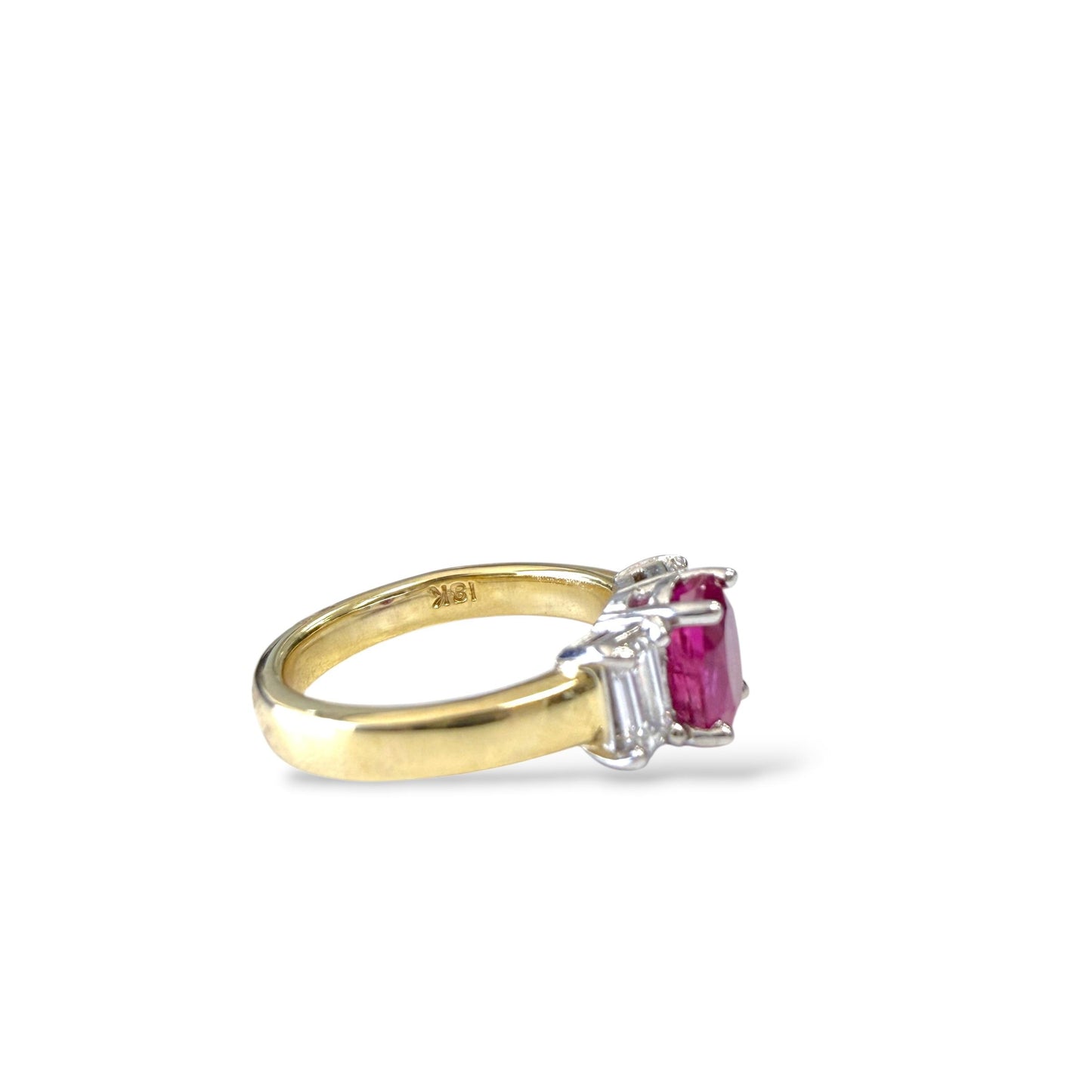 3.60ct. Ruby & 0.50cttw White Diamond Ring in 18k Yellow Gold And Platinum 4.5US