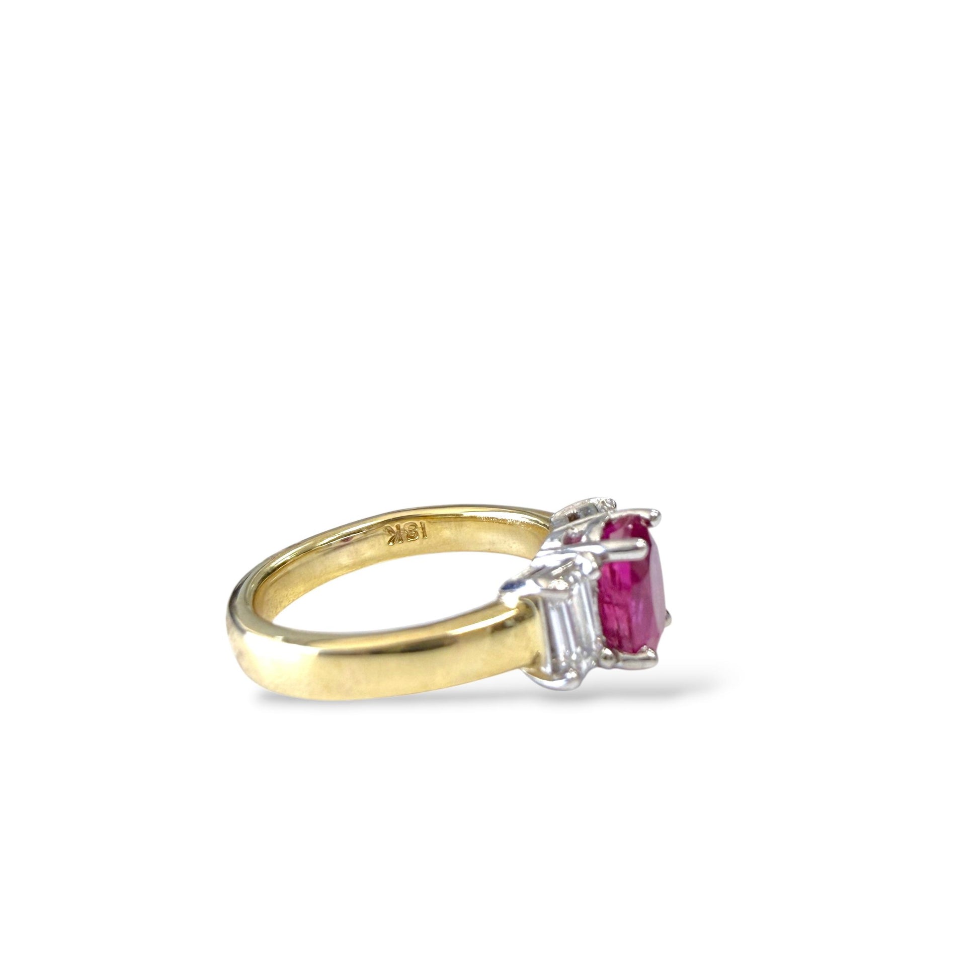 3.60ct. Ruby & 0.50cttw White Diamond Ring in 18k Yellow Gold And Platinum 4.5US