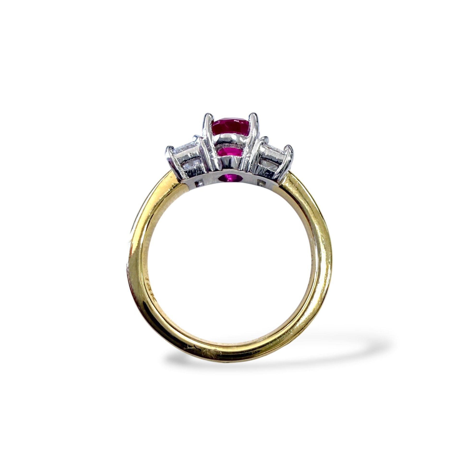 3.60ct. Ruby & 0.50cttw White Diamond Ring in 18k Yellow Gold And Platinum 4.5US