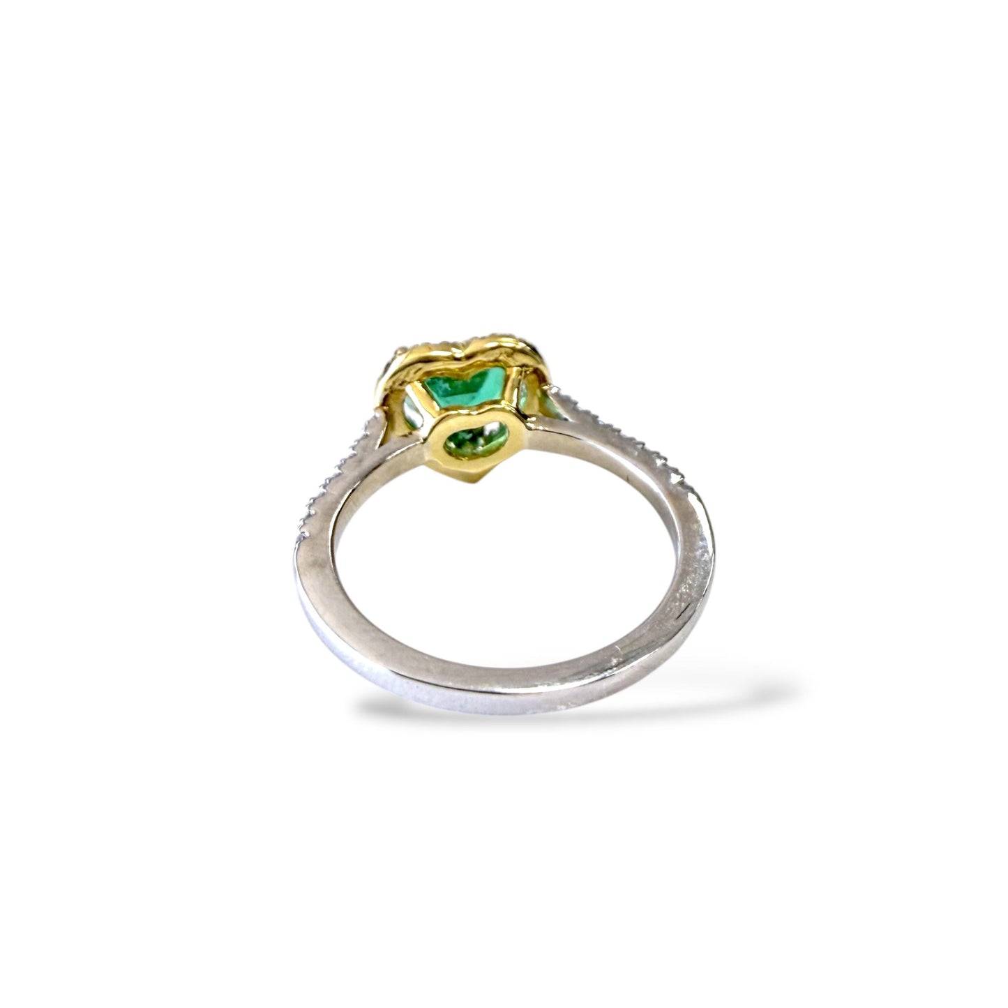 GIA 1.09ct Green Emerald & 0..30cttw. White Diamond in 14k Two Toned Gold 5.75US