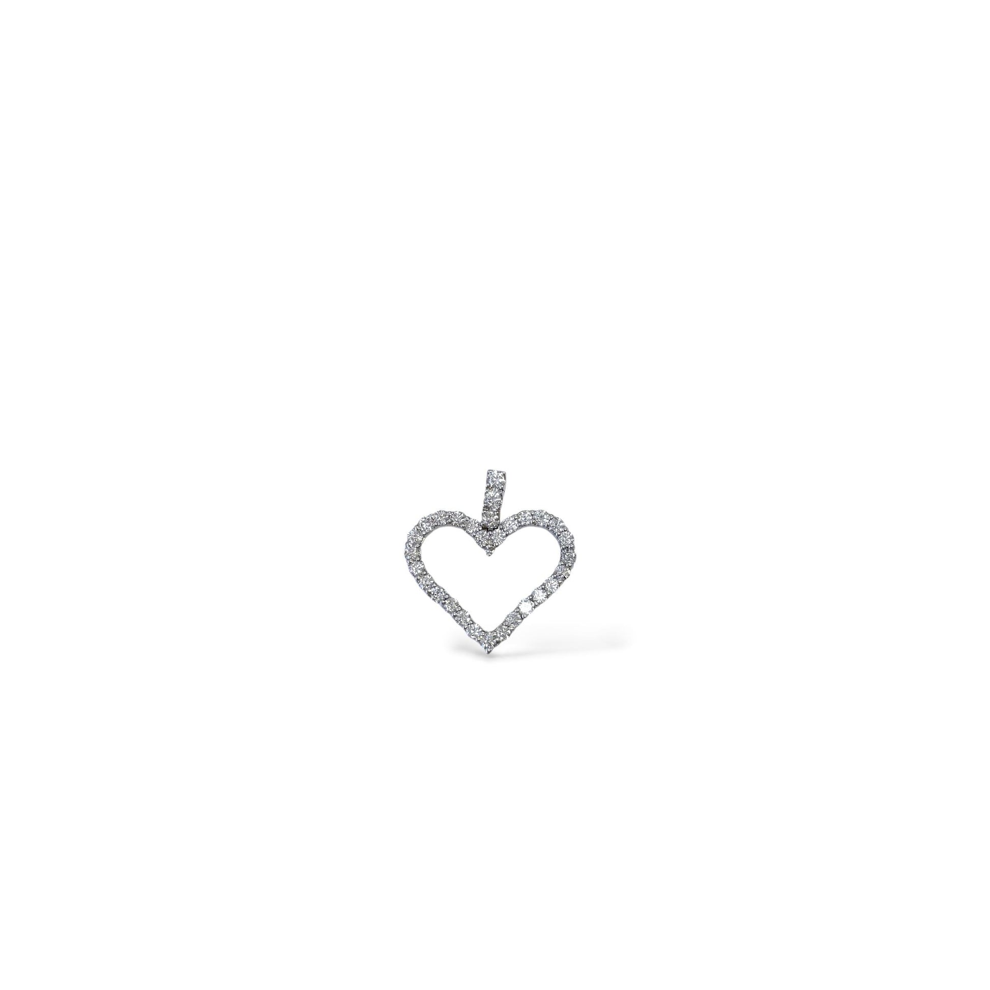 1.80cttw. White Diamond Heart Pendant in 14K White Gold 7.40g.