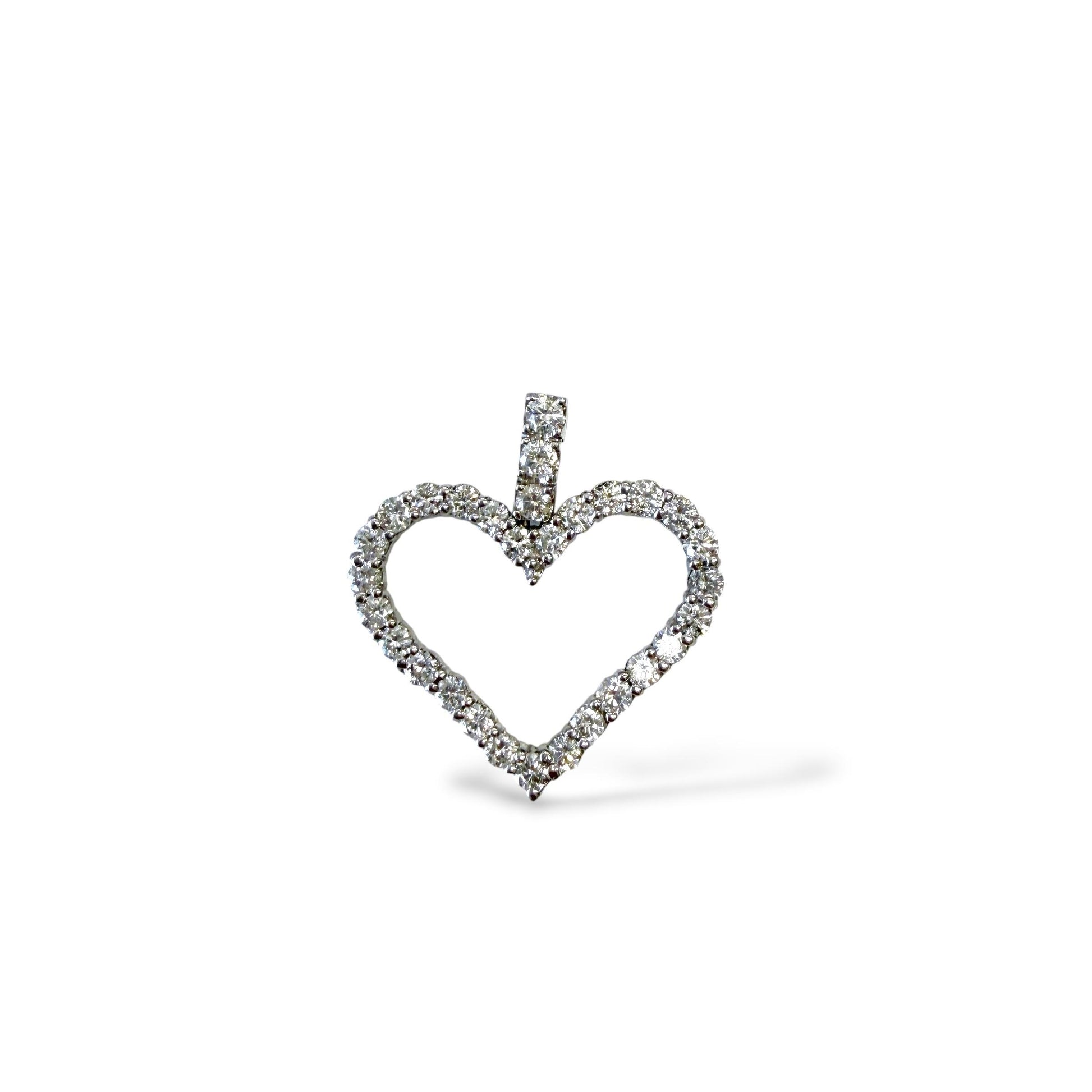 1.80cttw. White Diamond Heart Pendant in 14K White Gold 7.40g.