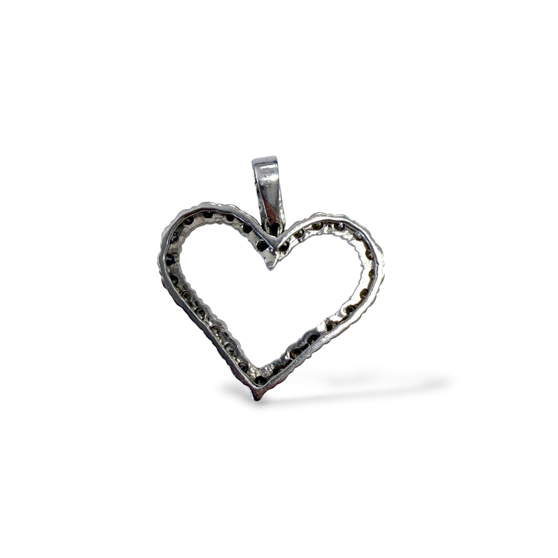1.80cttw. White Diamond Heart Pendant in 14K White Gold 7.40g.