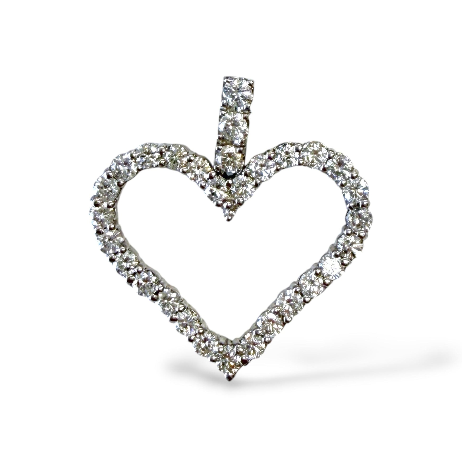 1.80cttw. White Diamond Heart Pendant in 14K White Gold 7.40g.