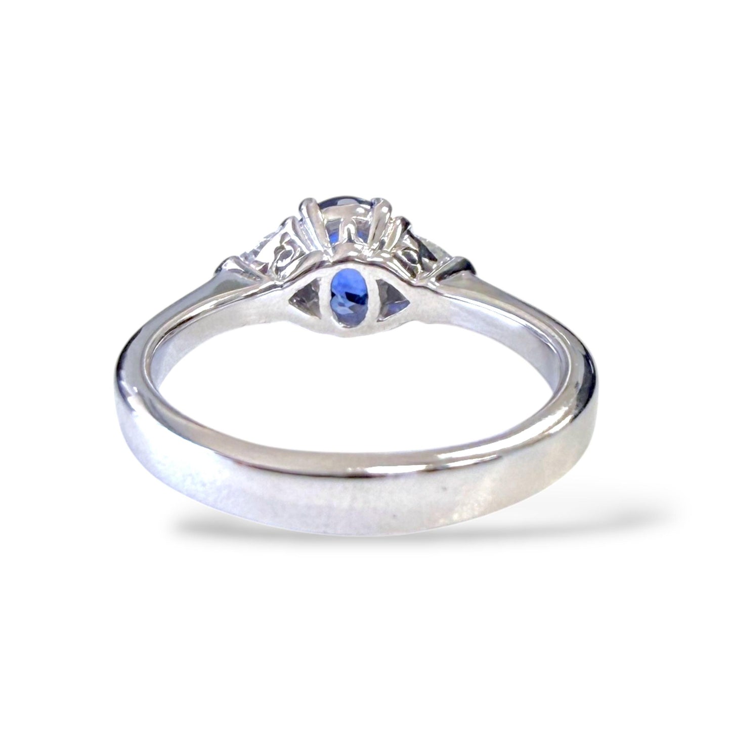 1.26ct. Blue Sapphire & 0.30cttw. White Diamond Ring in 18k White Gold 6.5US