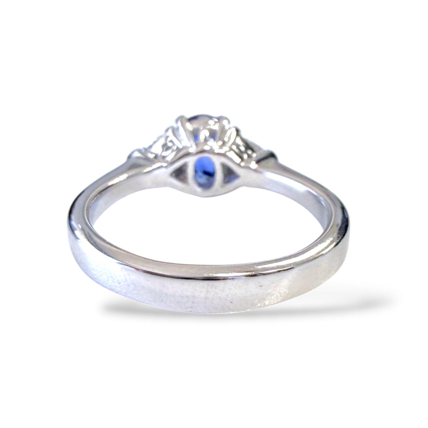 1.26ct. Blue Sapphire & 0.30cttw. White Diamond Ring in 18k White Gold 6.5US