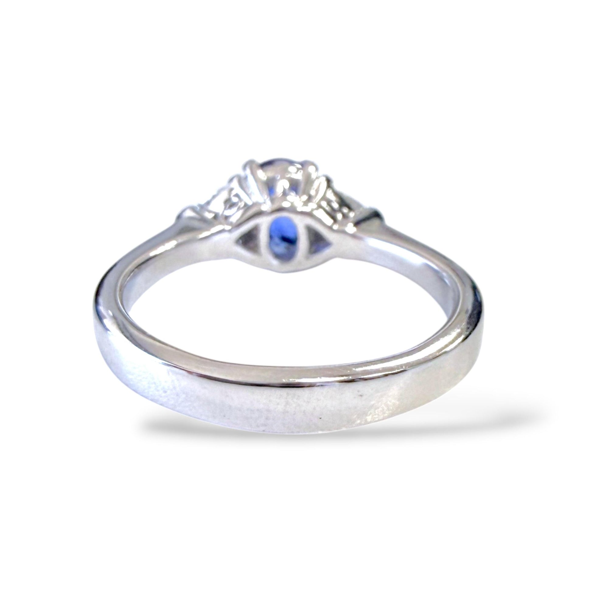 1.26ct. Blue Sapphire & 0.30cttw. White Diamond Ring in 18k White Gold 6.5US