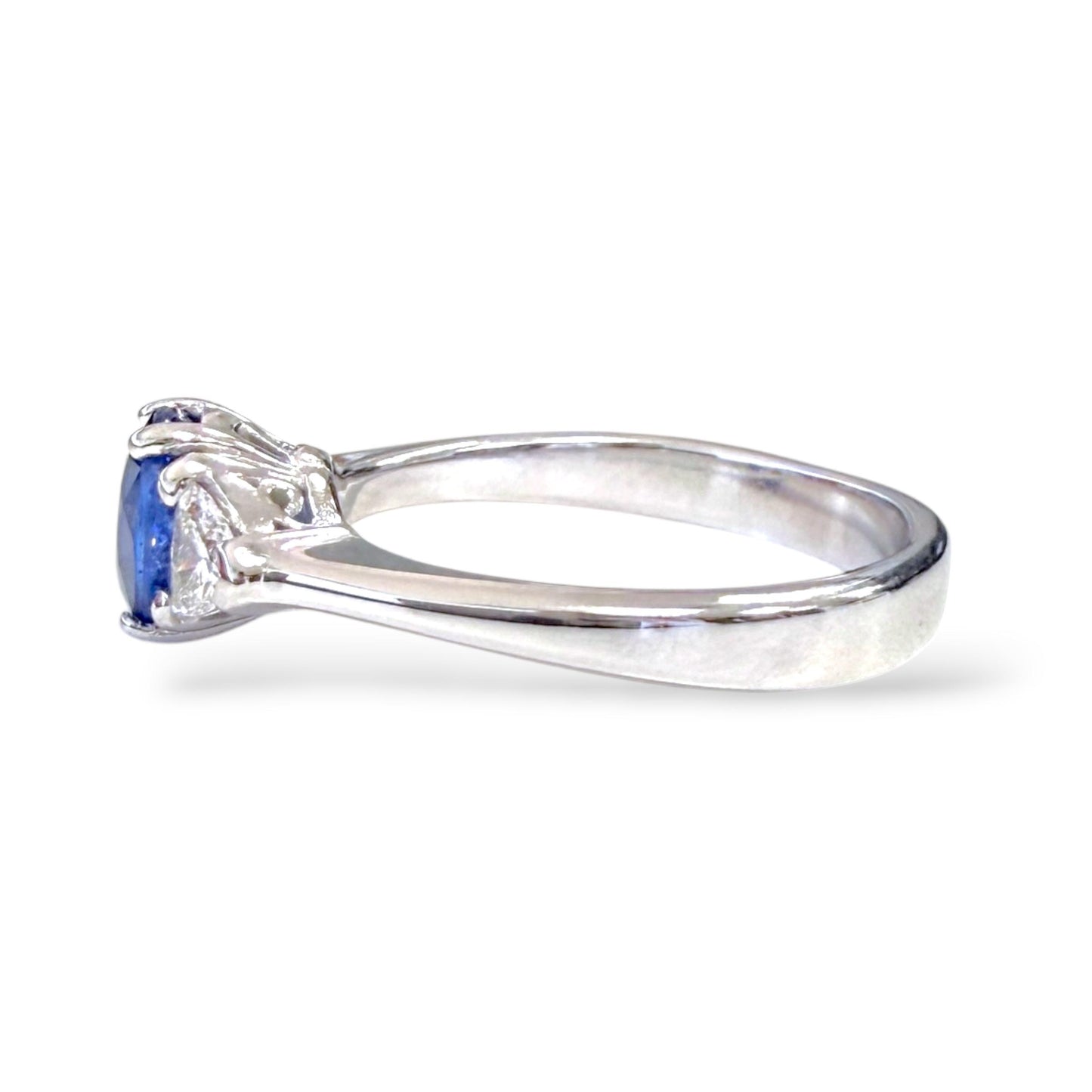 1.26ct. Blue Sapphire & 0.30cttw. White Diamond Ring in 18k White Gold 6.5US