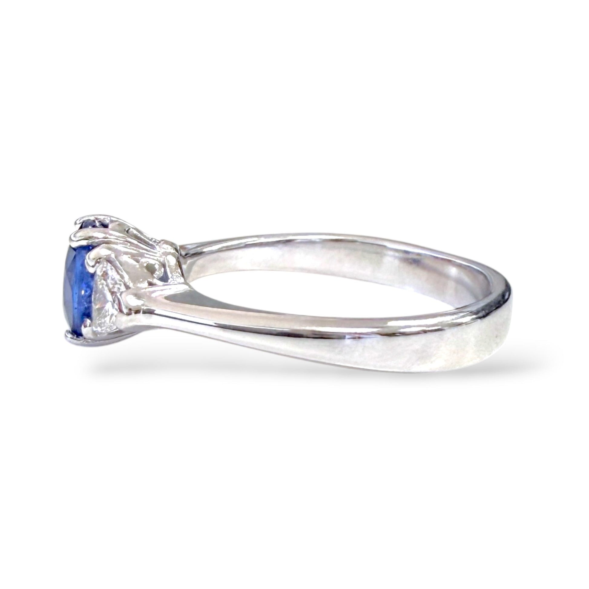 1.26ct. Blue Sapphire & 0.30cttw. White Diamond Ring in 18k White Gold 6.5US