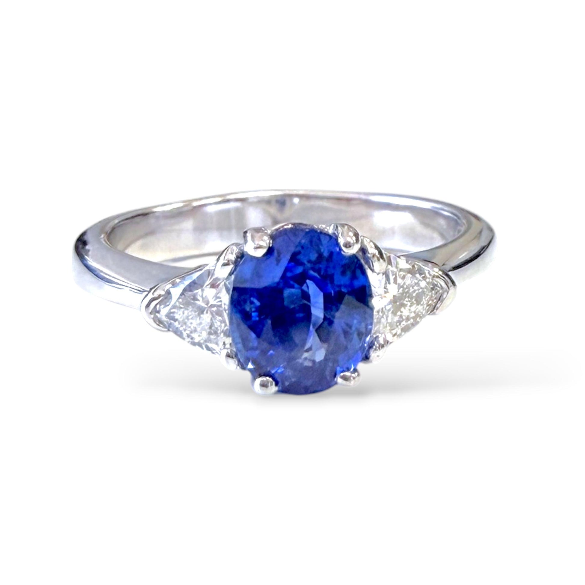 1.26ct. Blue Sapphire & 0.30cttw. White Diamond Ring in 18k White Gold 6.5US