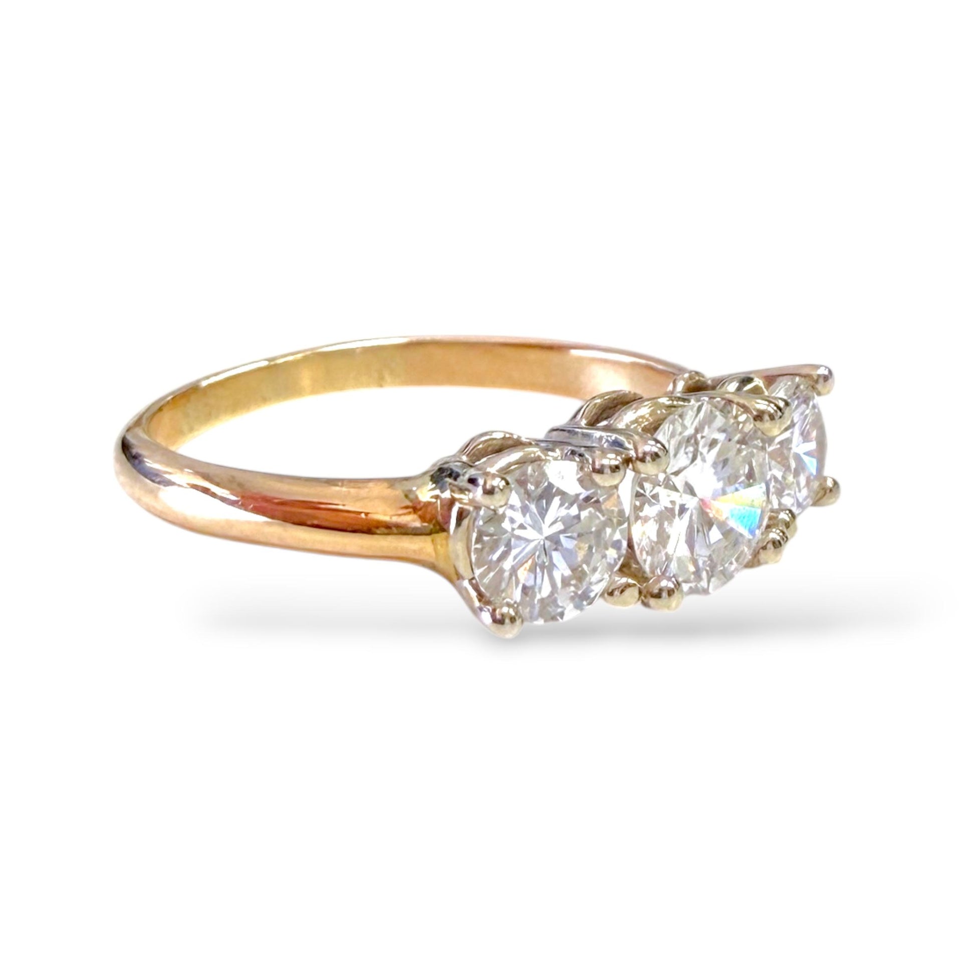 1.80cttw. White Diamond Three Row Ring in 14k White Gold 4.07g. 9.5US