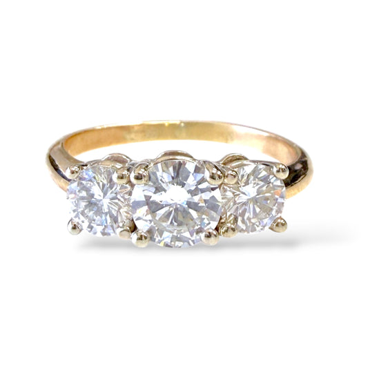 1.80cttw. White Diamond Three Row Ring in 14k White Gold 4.07g. 9.5US