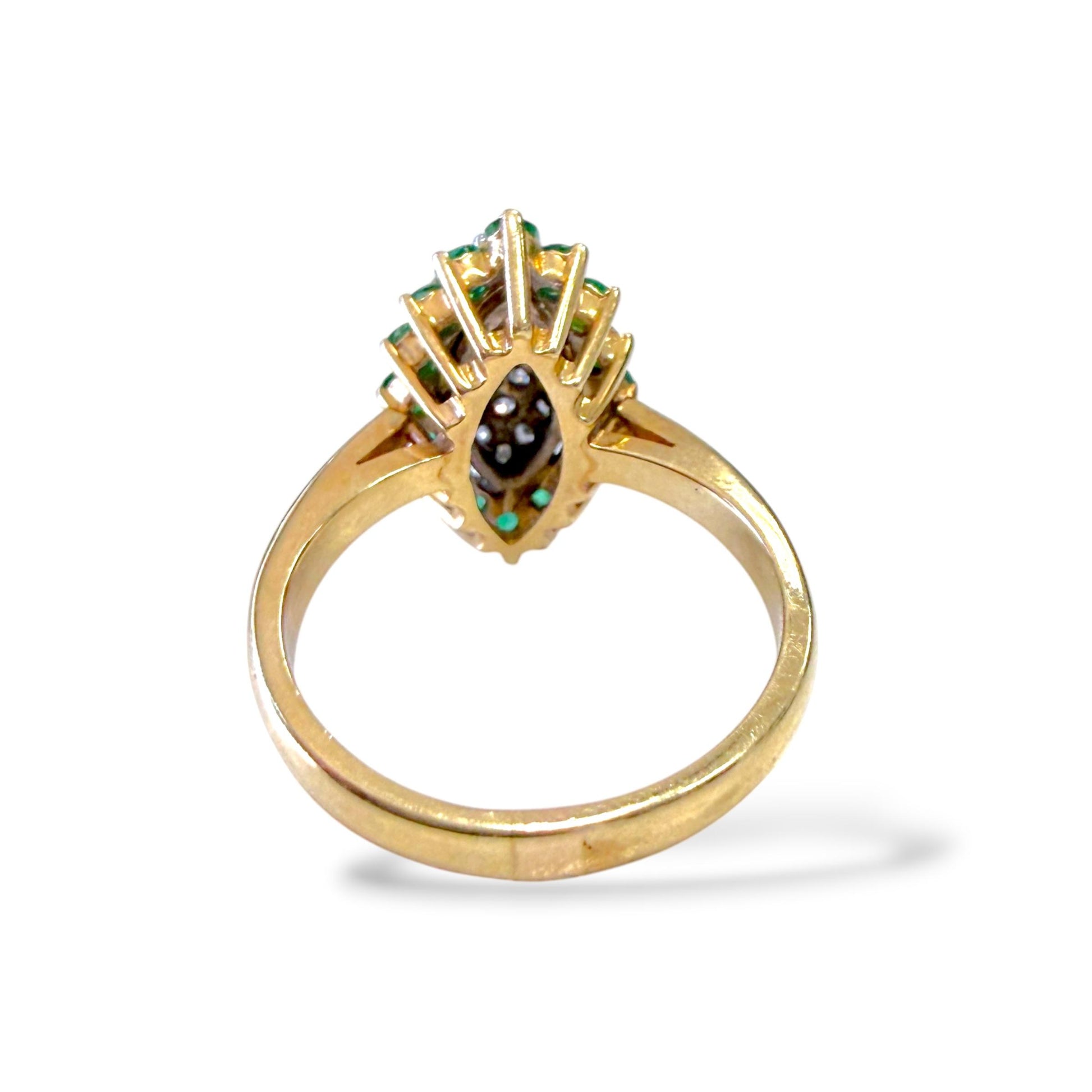 0.75cttw. White Diamond & 0.50cttw. Green Emerald Ring in 14k Yellow Gold 7US