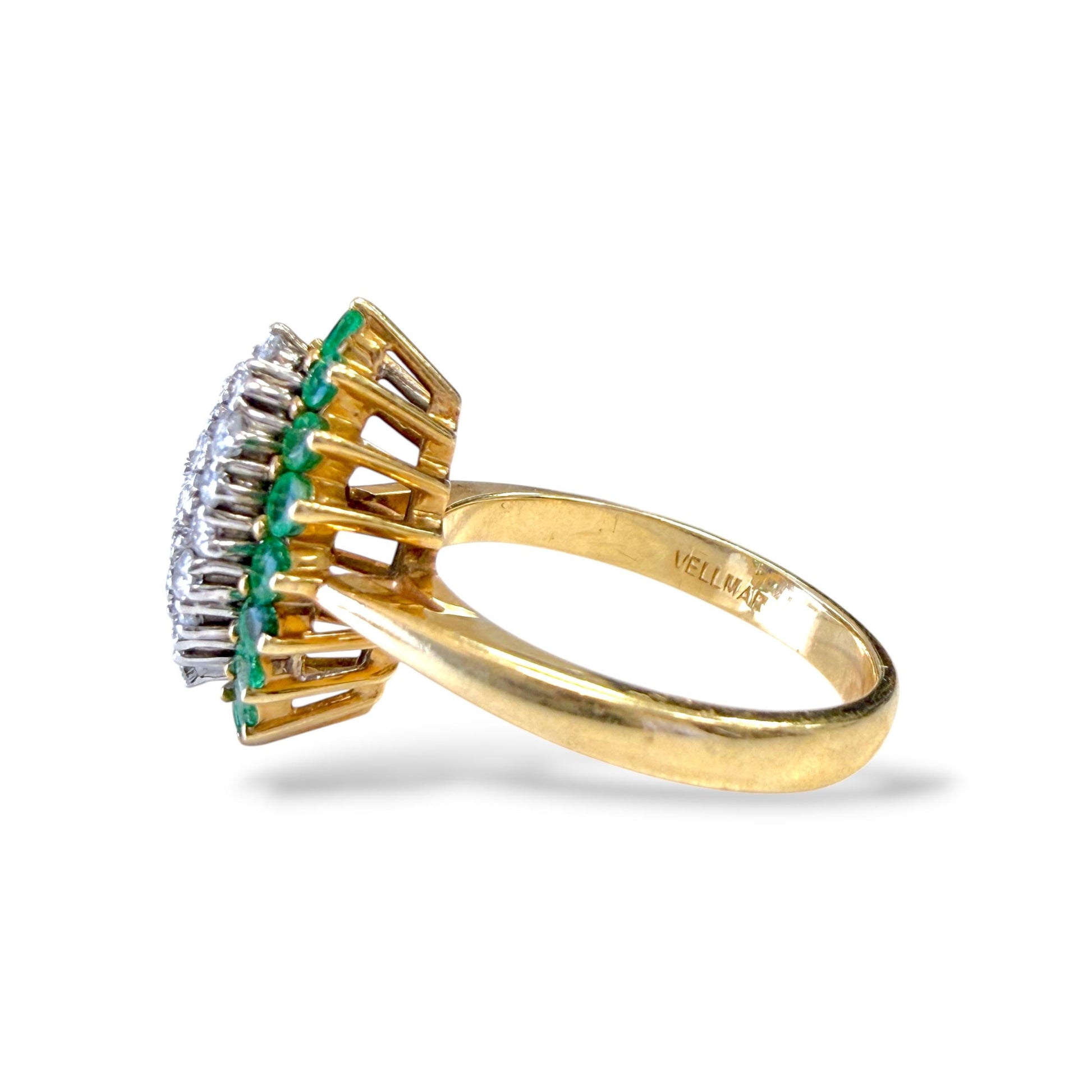 0.75cttw. White Diamond & 0.50cttw. Green Emerald Ring in 14k Yellow Gold 7US