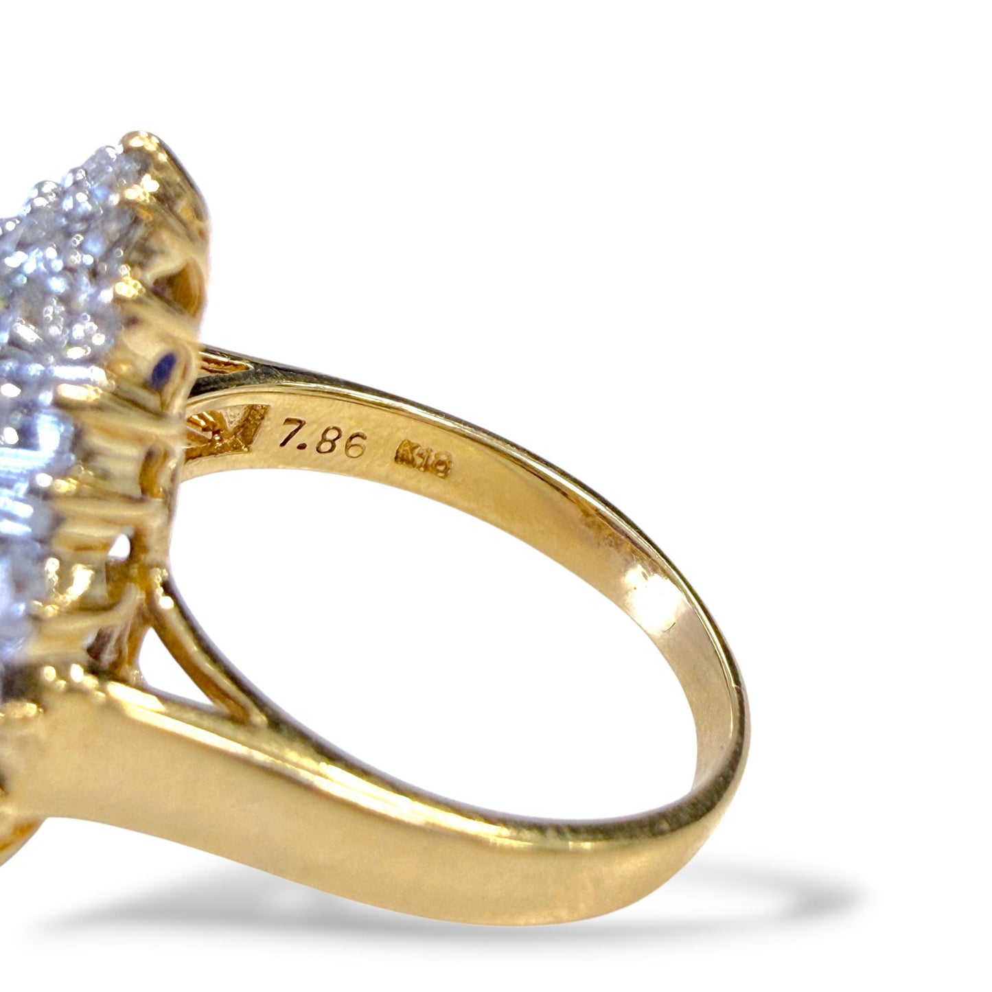 GIA 9.02ct Blue Sapphire & White Diamond Cocktail Ring in 18k Yellow Gold 5.75US