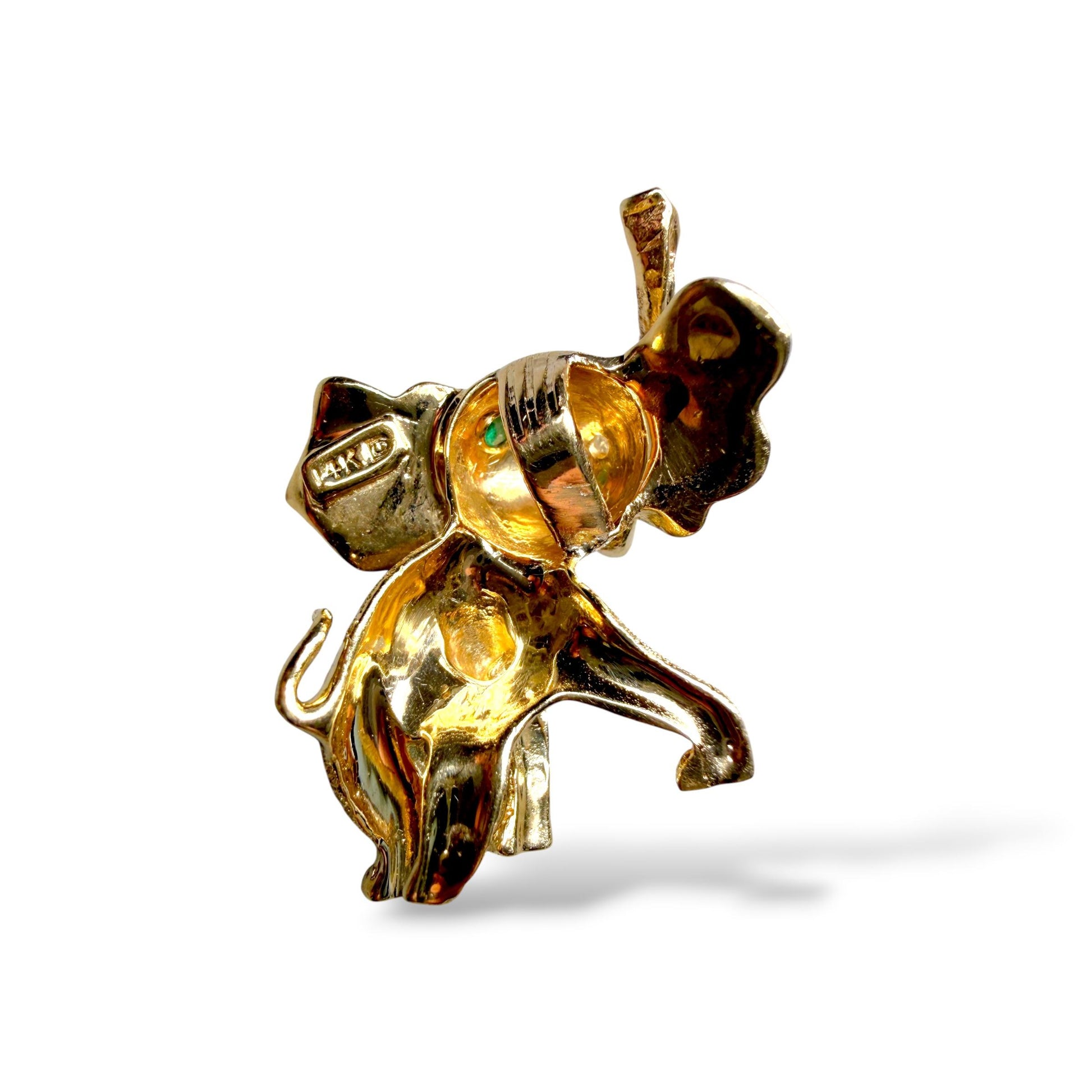 14k Yellow Gold Elephant Pendant 7.3g.