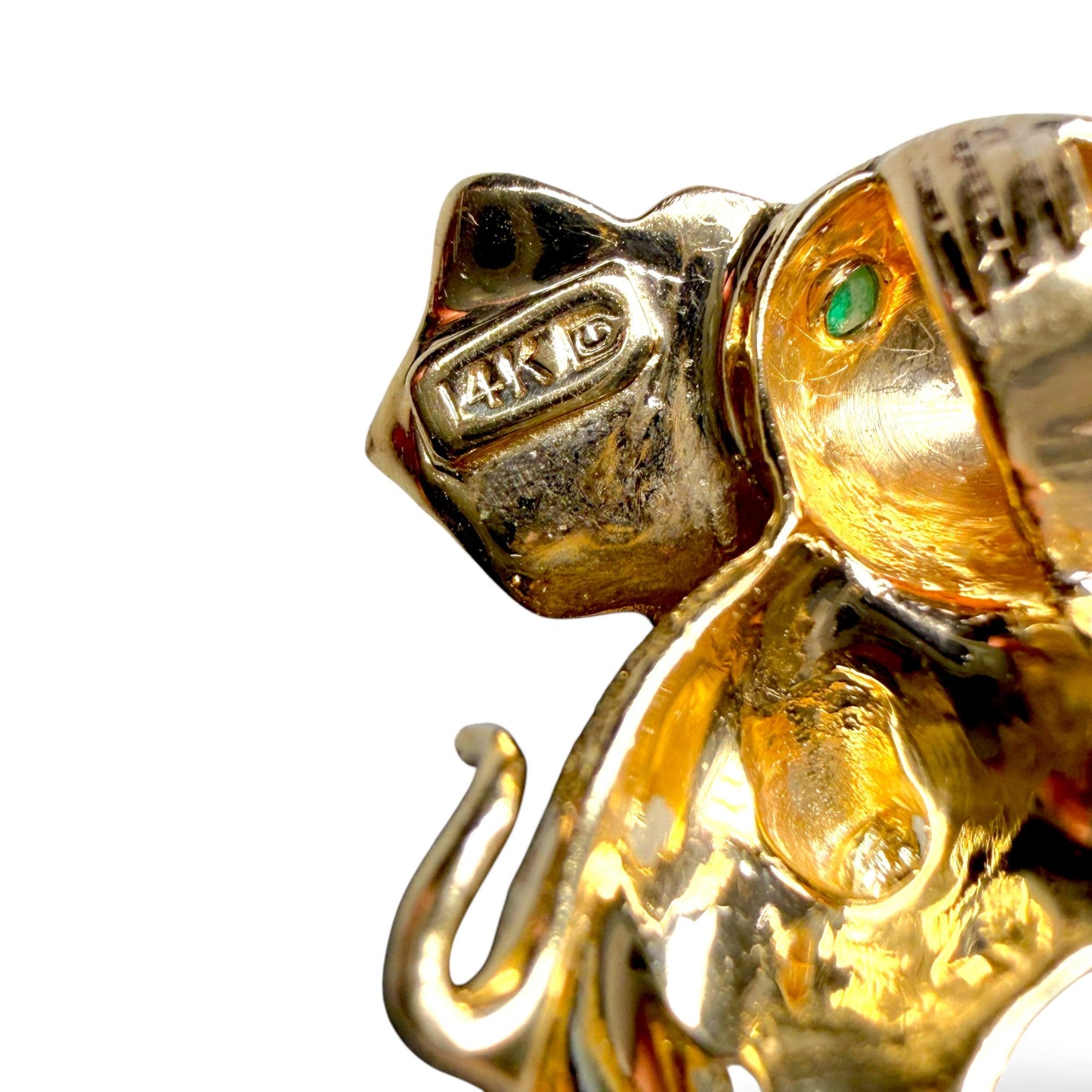 14k Yellow Gold Elephant Pendant 7.3g.