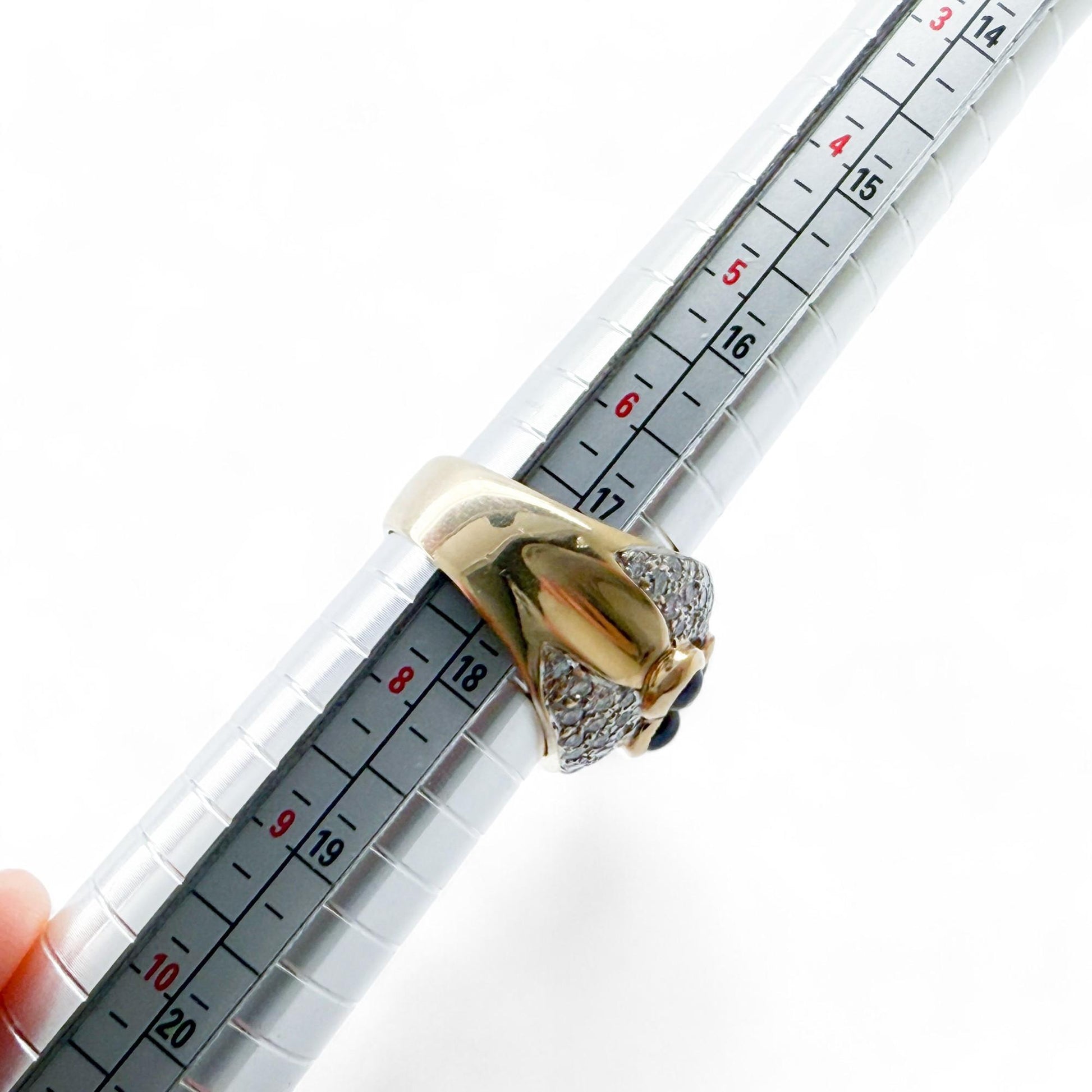2.00 cttw. White Diamond Ring & Blue Sapphires Dome Ring in 14k Yellow Gold 7US