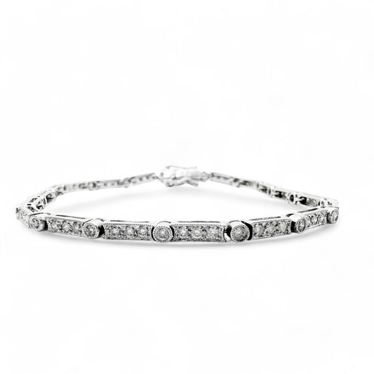 1.13 cttw. White Diamond Bracelet in 18k White Gold 8.0g
