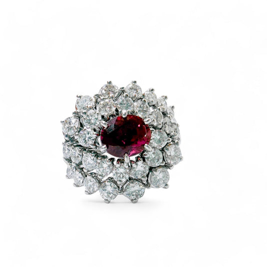 1.50 ct. Pinkish Red Ruby & 2 cttw. White Diamond Ring In 14K White Gold 6.25 US