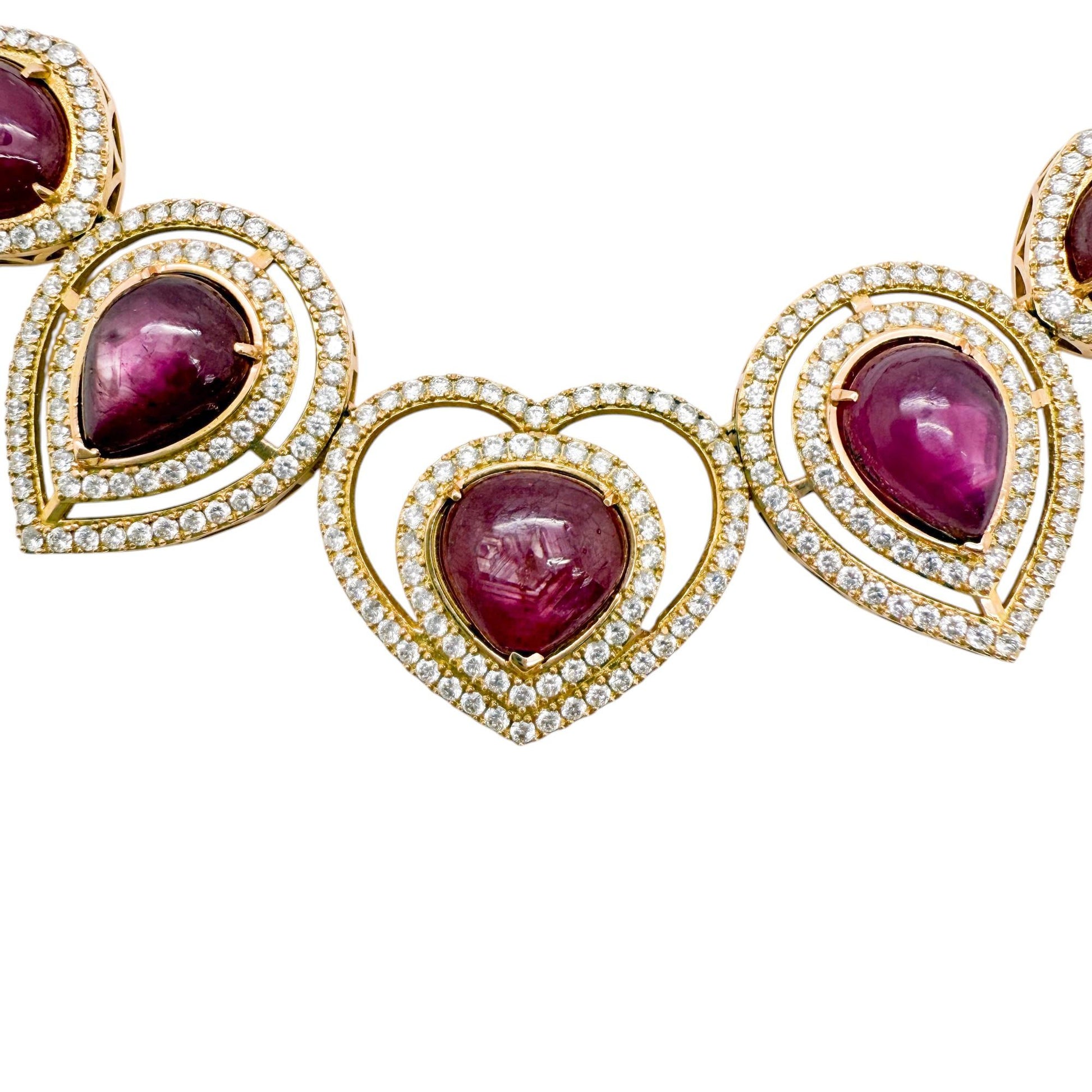 161 cttw. Treated Ruby & 20.64 cttw Diamond Necklace in 18K Yellow Gold