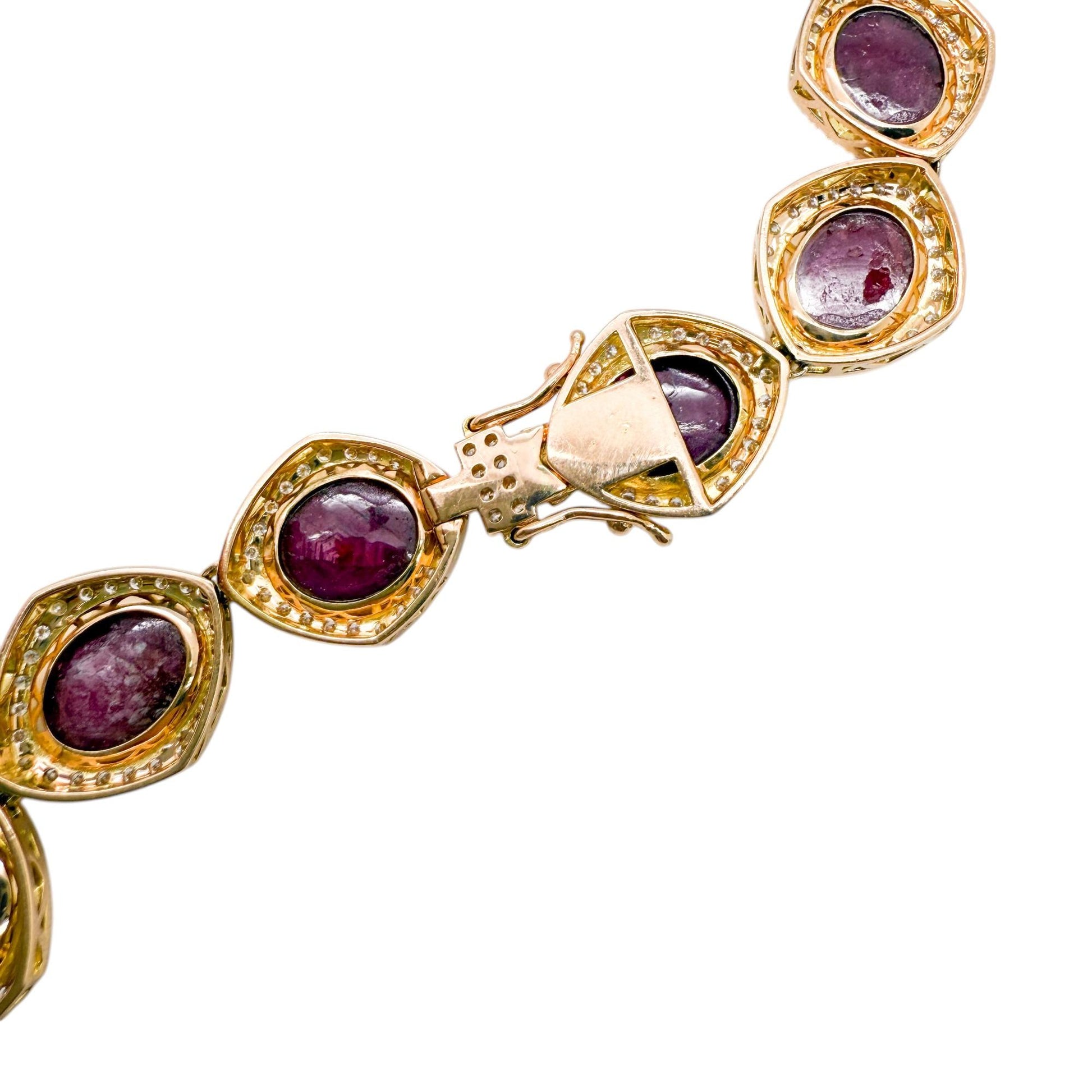 161 cttw. Treated Ruby & 20.64 cttw Diamond Necklace in 18K Yellow Gold